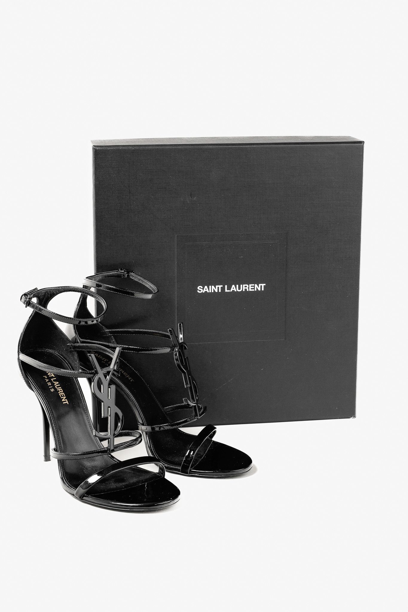 Saint Laurent Paris Saint Laurent Cassandra Sandal in Black Patent Leather Size US 8 / IT 38 - 12 Thumbnail