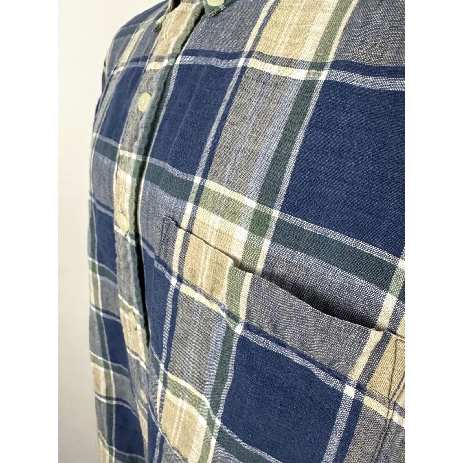 Vintage VINTAGE INC International Concepts Linen Blend Shirt Men M Plaid Button Down Size US M / EU 48-50 / 2 - 6 Thumbnail