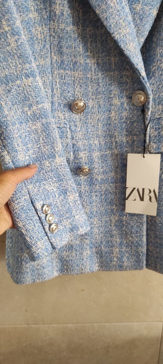 Zara Zara Plaid Texture Tweed Woolen Double Breasted Blazer Size S / US 4 / IT 40 - 7 Thumbnail