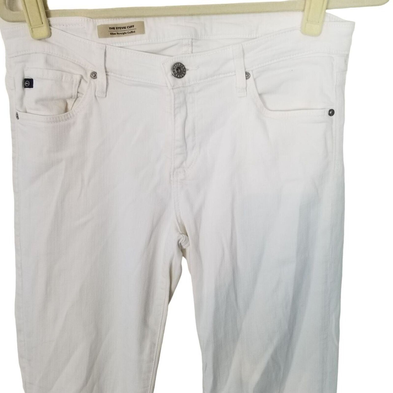 AG Adriano Goldschmied AG Adriano Goldschmied Womens 28 White Denim Stevie Slim Size 29" - 2 Thumbnail