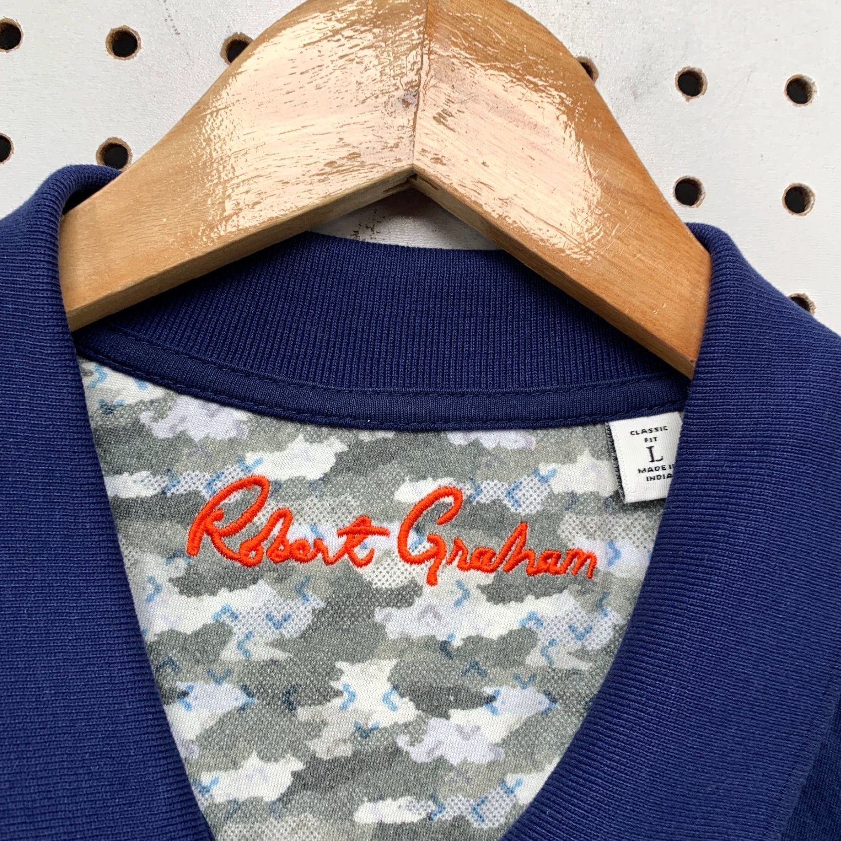 Robert Graham Robert Graham Polo Shirt Mens Large Navy Blue Short Sleeve Collared Preppy Work Shirt Size US L / EU 52-54 / 3 - 3 Thumbnail