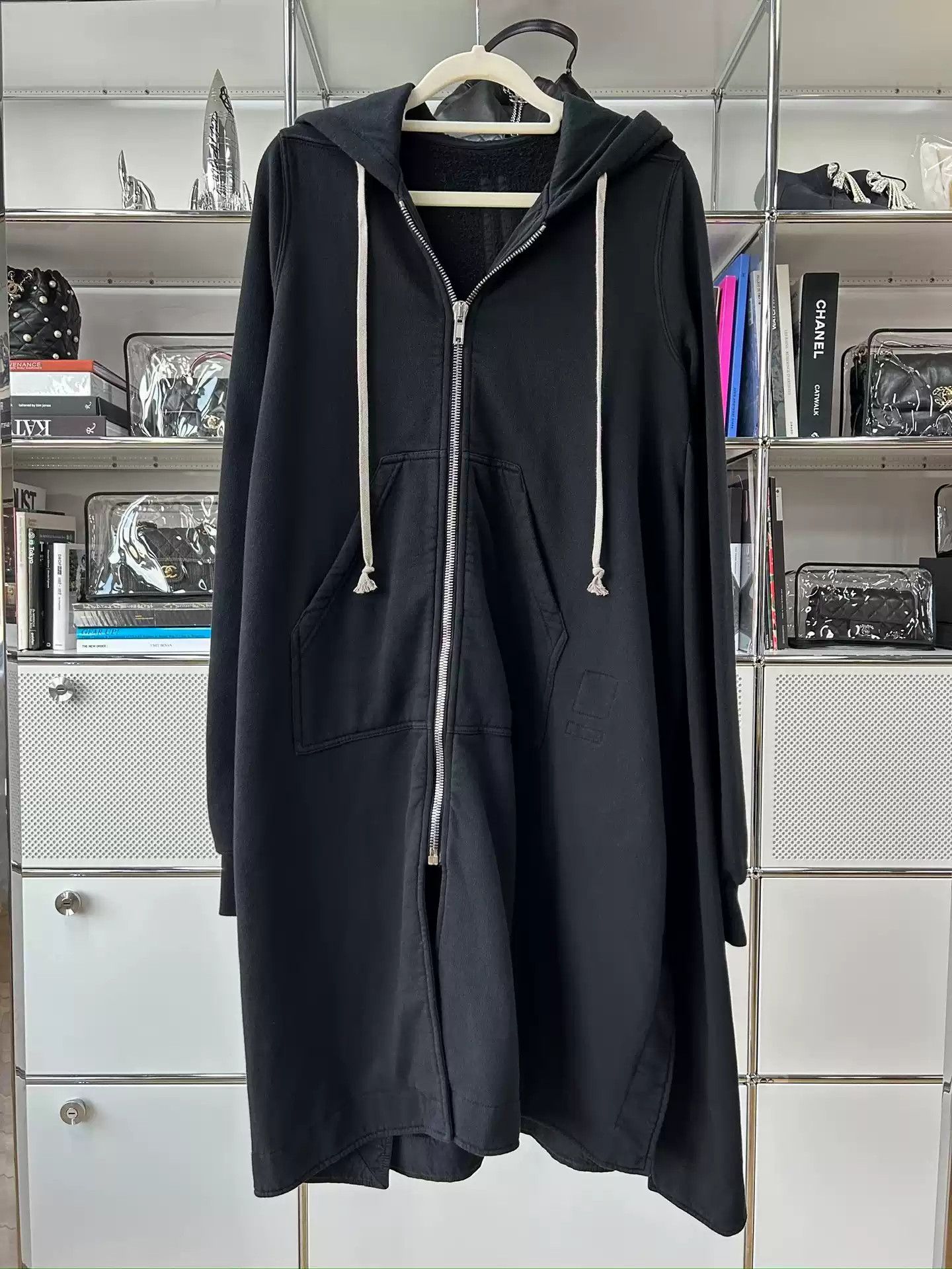 Rick Owens Long hooded black zipper sweater