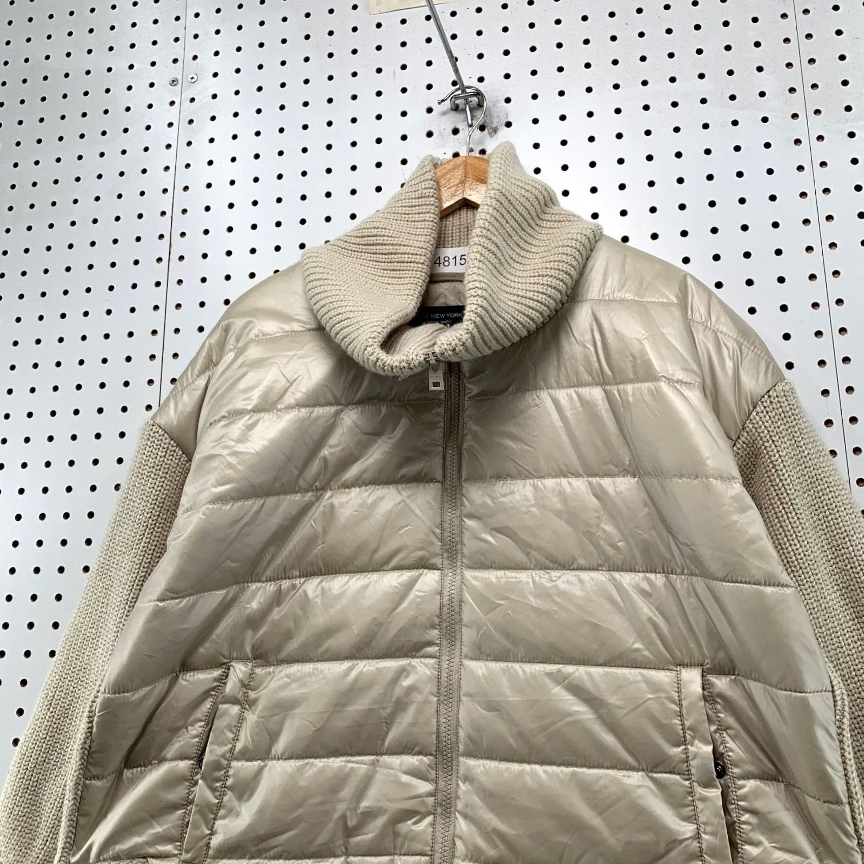 Vintage Marc New York Puffer Jacket Womens XL Beige Knit Collar Sleeves NWT Size XL / US 12-14 / IT 48-50 - 6 Thumbnail