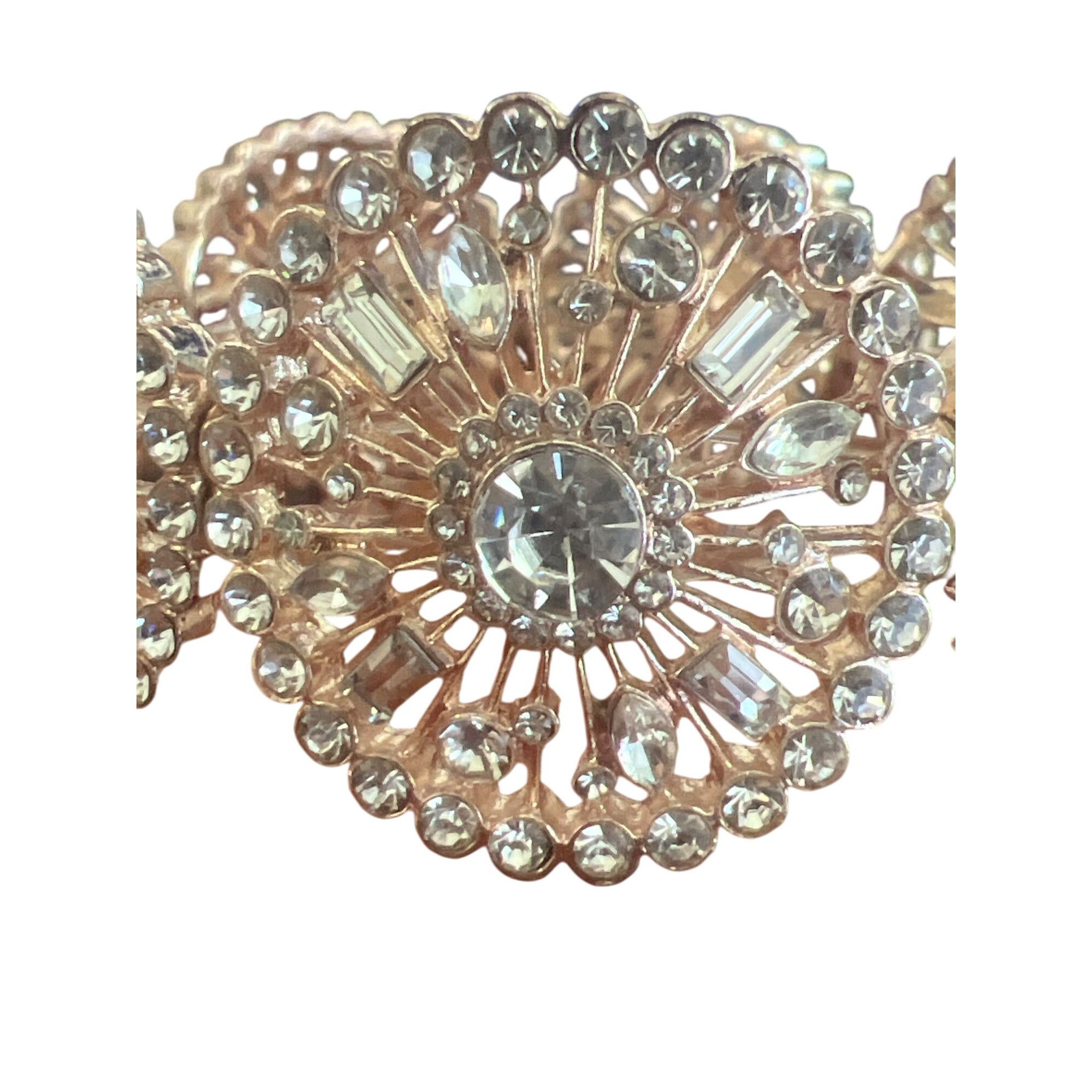 I.N.C INC Rose Gold Crystal Circle Stretch Bracelet 1" Wide Sunbur Size ONE SIZE - 2 Thumbnail