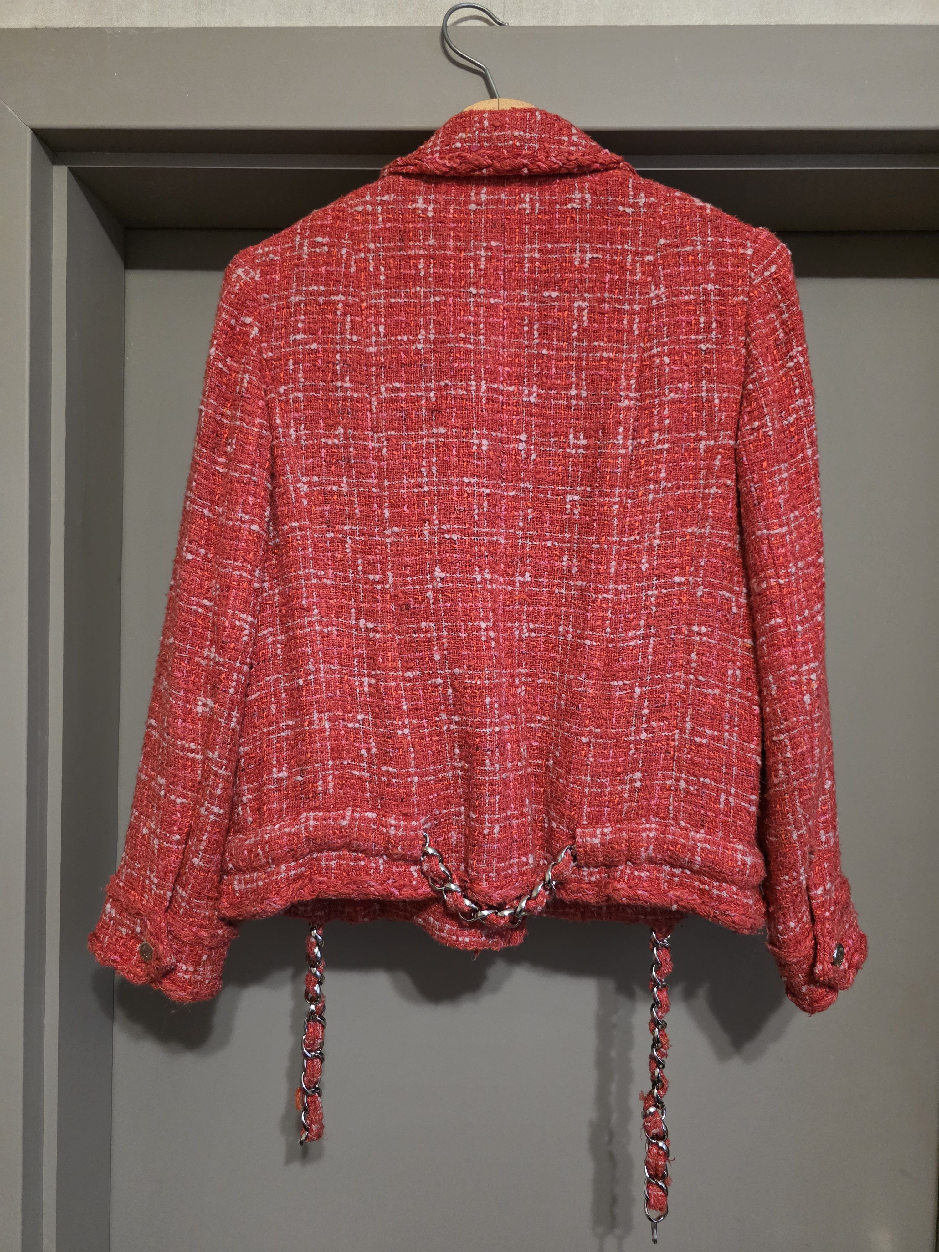 Chanel Chanel Tweed Biker Jacket Runway CHANEL 06P Red Pink Checker Size M / US 6-8 / IT 42-44 - 14 Thumbnail