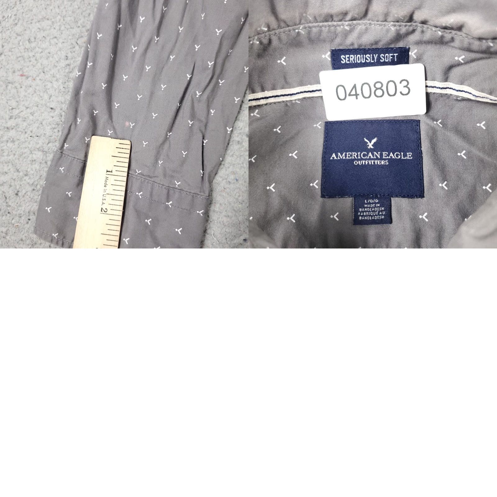 American Eagle Outfitters American Eagle Shirt Mens Large Gray Casual Button Up Long Sleeve Size US L / EU 52-54 / 3 - 8 Thumbnail