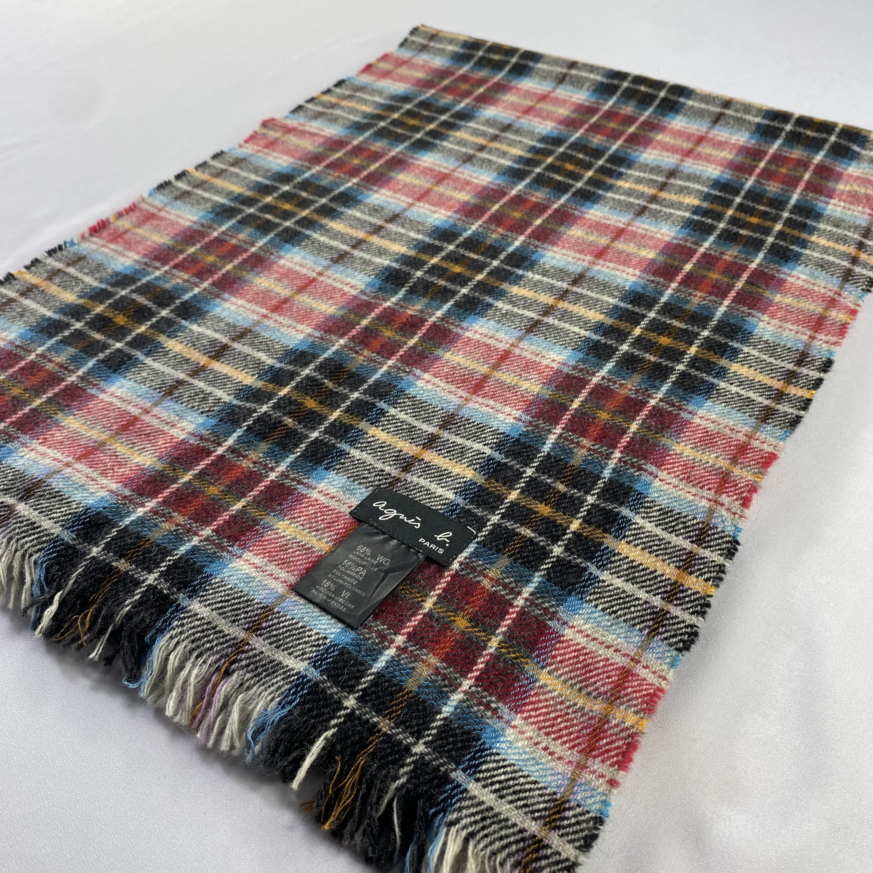 agnes b. Agnes B. Scarf Plaid Neck Wrap Wool Muffler Size ONE SIZE - 3 Thumbnail