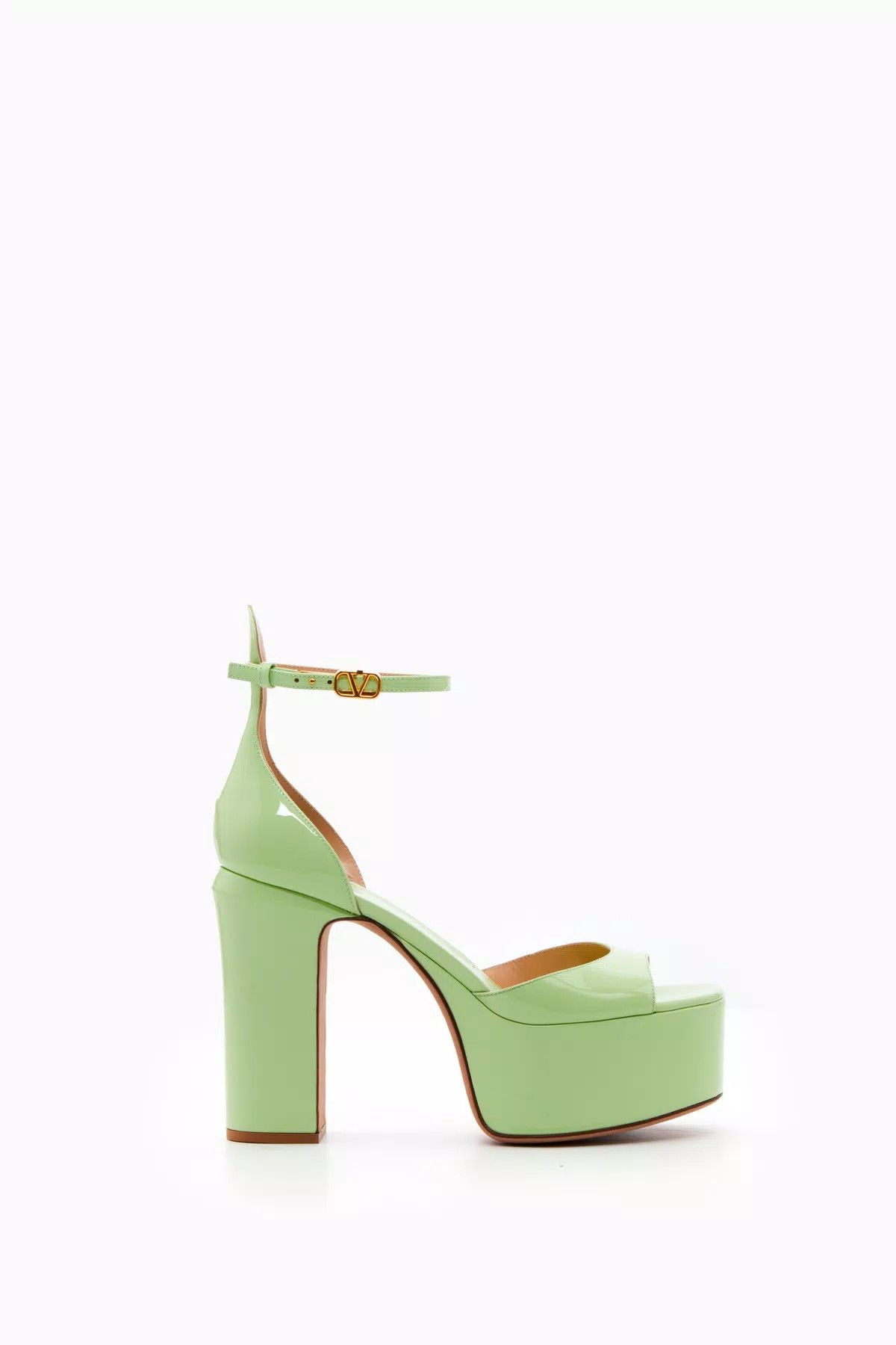 Valentino o1s1wg111125 Tan-Go Platform Sandals In Green Size US 7.5 / IT 37.5 - 1 Thumbnail