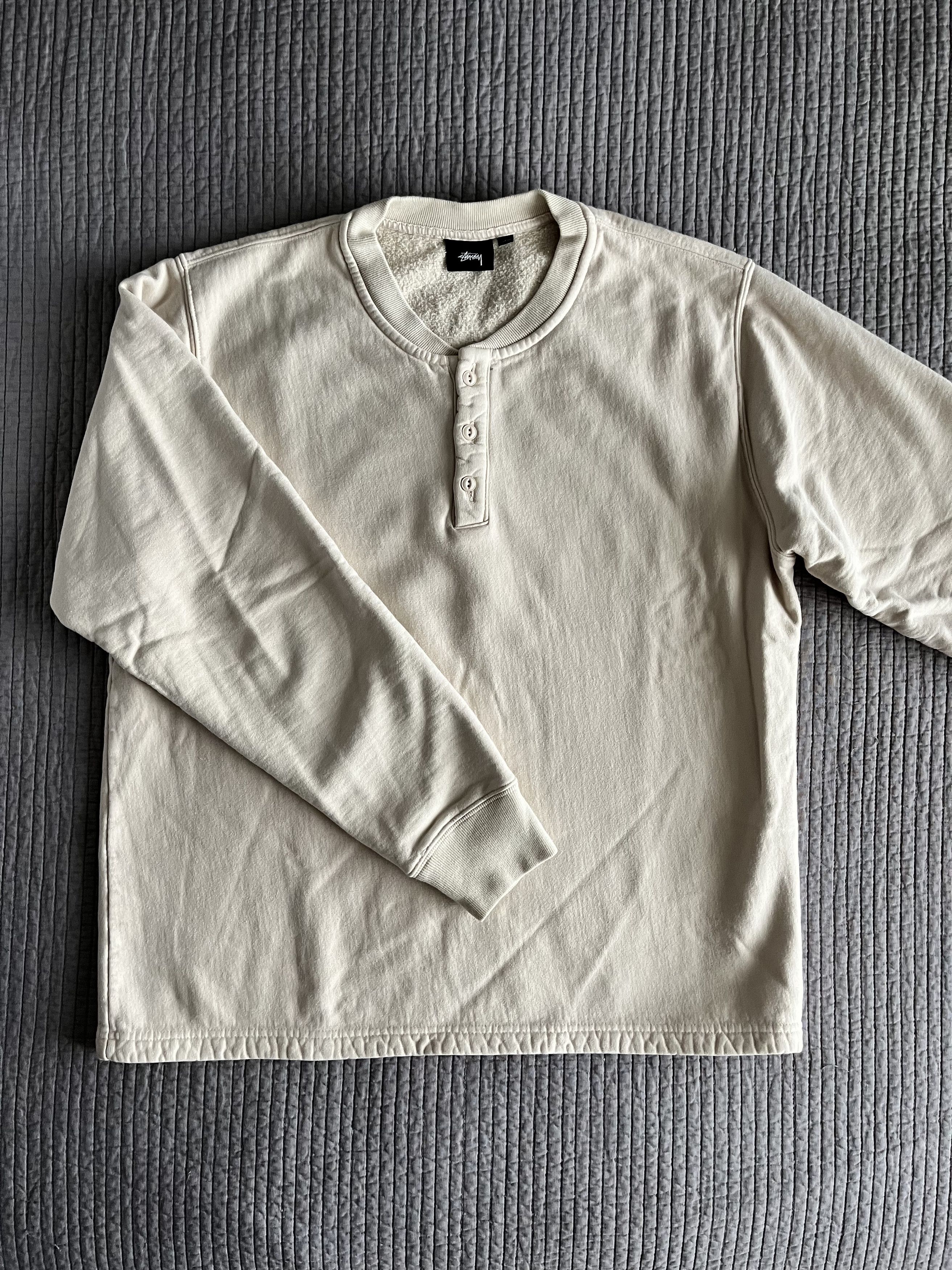 トップス stussy OPEN HEM HENLEY FLEECE Buy Stussy Open Hem Henley Fleece 'Natural' - 118522 NATU | GOAT