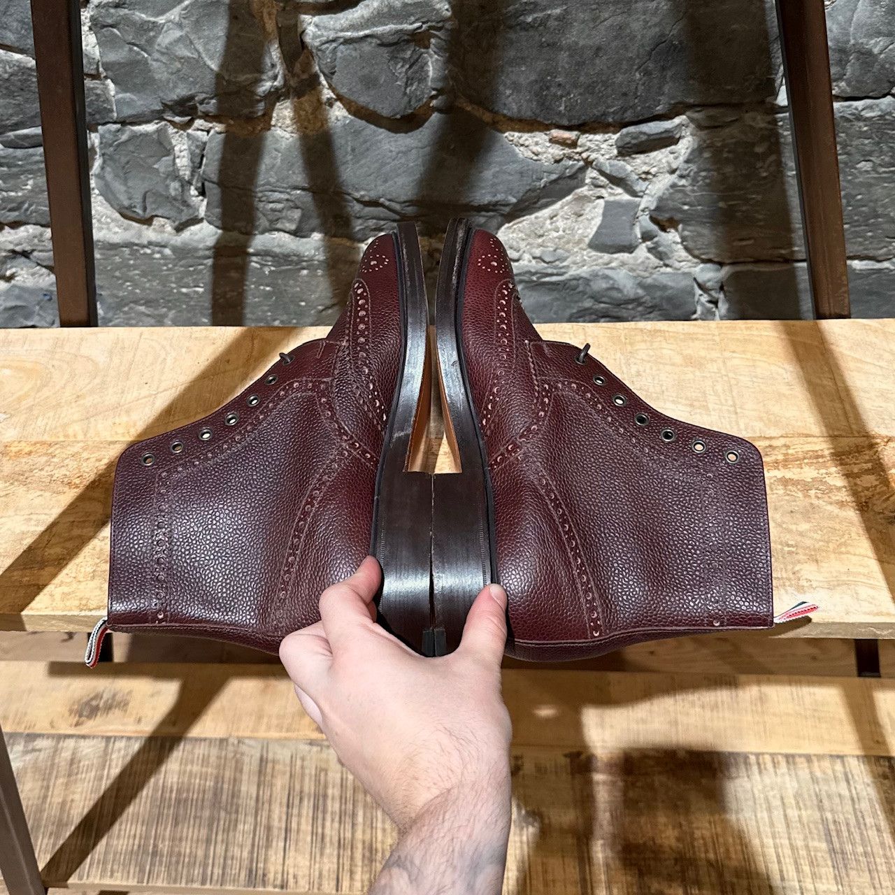 Thom Browne Thom Browne Burgundy Leather Wingtip Brogue Lace-up Boots Size US 9 / EU 42 - 9 Thumbnail