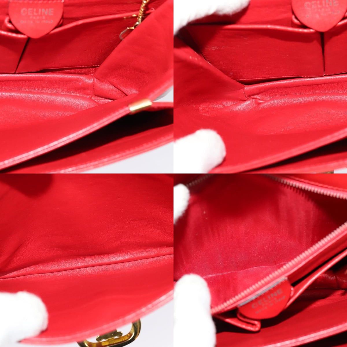 Celine CELINE Shoulder Bag Leather Red Gold Size ONE SIZE - 12 Thumbnail
