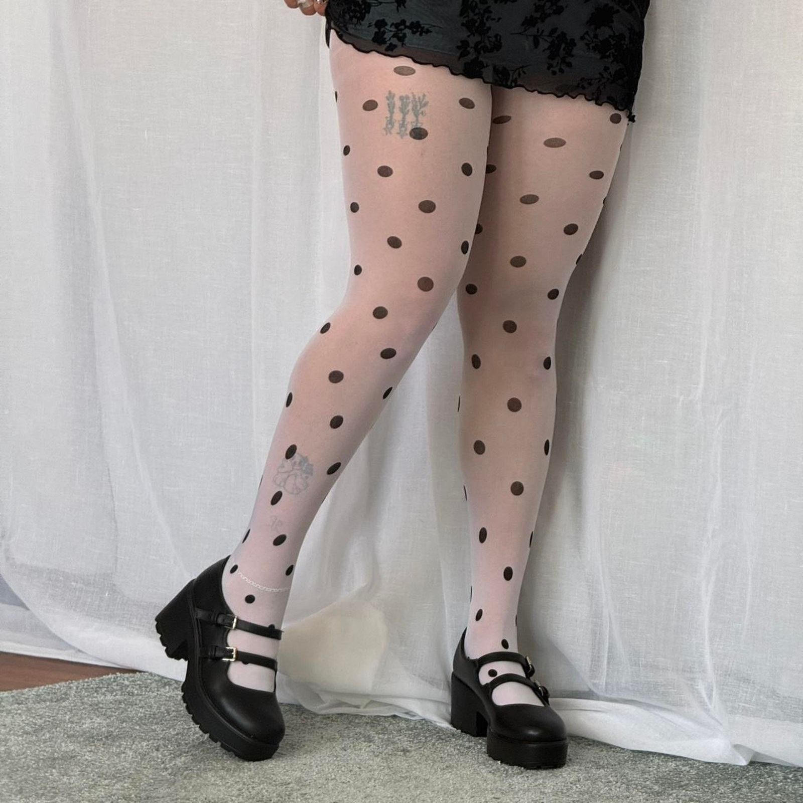 Other ✿ ⋆ 𓆩♡𓆪 Polka Dot Sheer Tights Coquette Balletcore 𓆩♡𓆪 ⋆ Size ONE SIZE - 4 Thumbnail