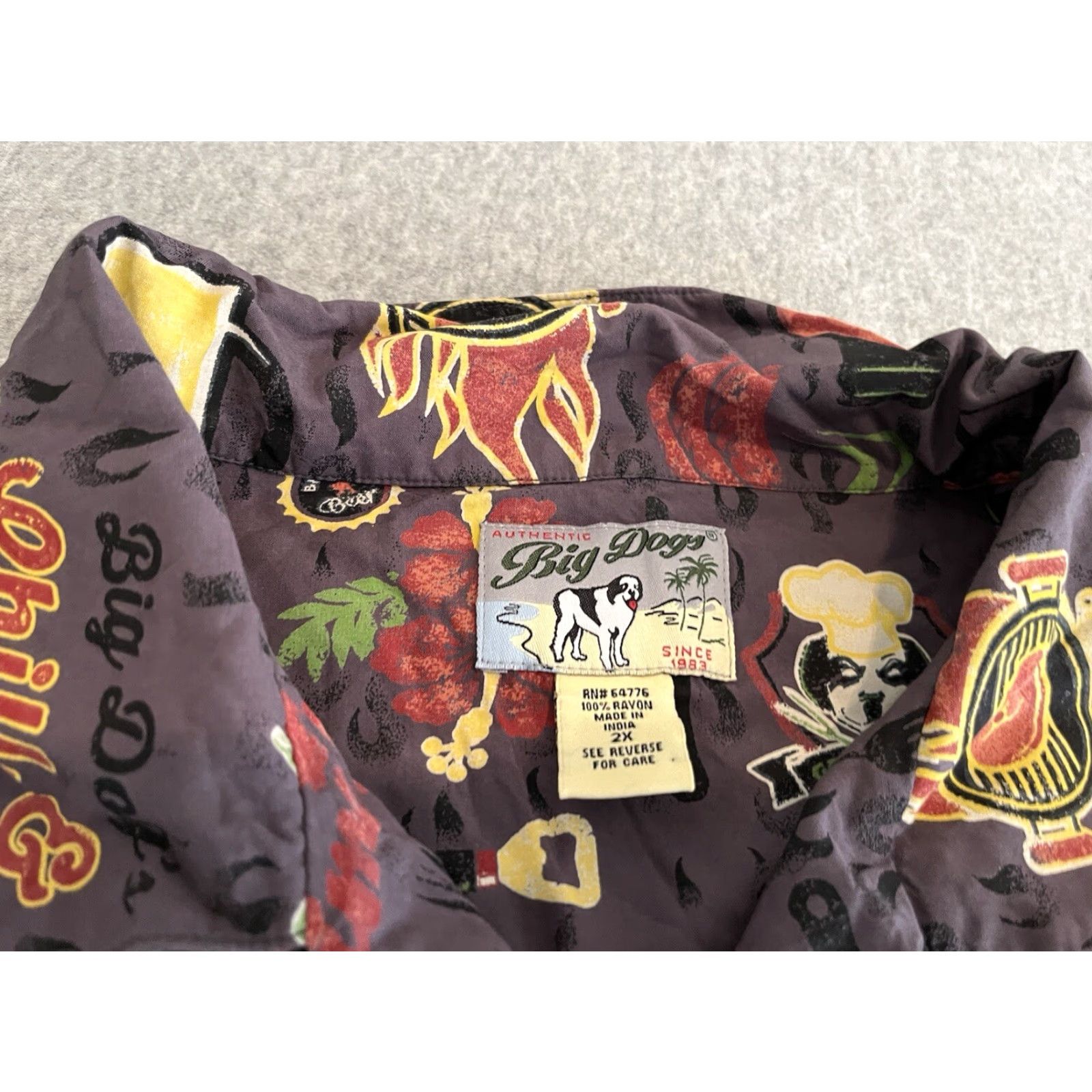 Big Dogs Big Dogs Button-Up Shirt Mens 2XL Short Sleeve Multicolor BBQ Beer Cartoon Dog Nature Outdoor USA Fun Novelty Shirt Mens 2XL Size US XXL / EU 58 / 5 - 2 Thumbnail