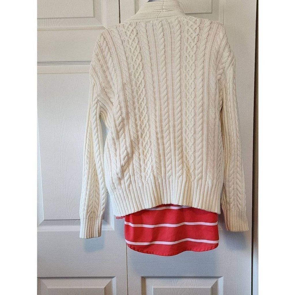 Chaps Chaps White Ribbed Fuzzy Sweater Size XL / US 12-14 / IT 48-50 - 3 Thumbnail