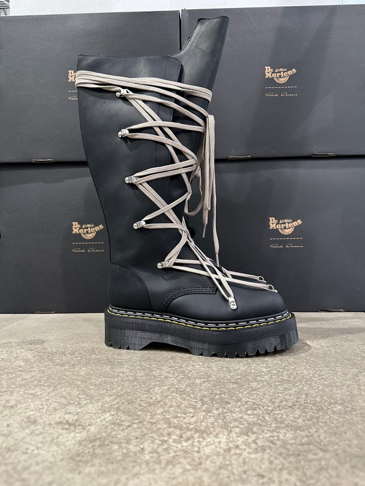 Dr. Martens × Rick Owens RICK OWENS - Dr.Martens 1B60 Quad Sole Pentalace Boot Black Size US 8 / IT 38 - 3 Thumbnail