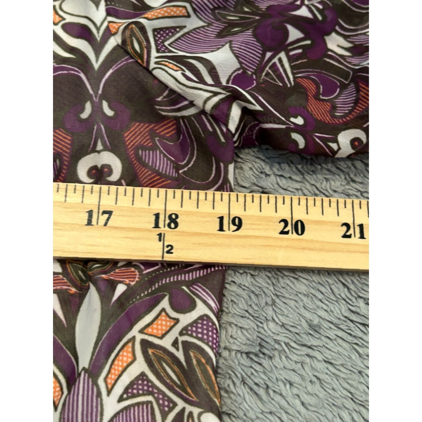 Vintage Daniel Rainn Blouse Womens L Purple Paisley Bohemian Peasant Long Sleeve Satin Polyester Chiffon Shirt Size L / US 10 / IT 46 - 4 Thumbnail