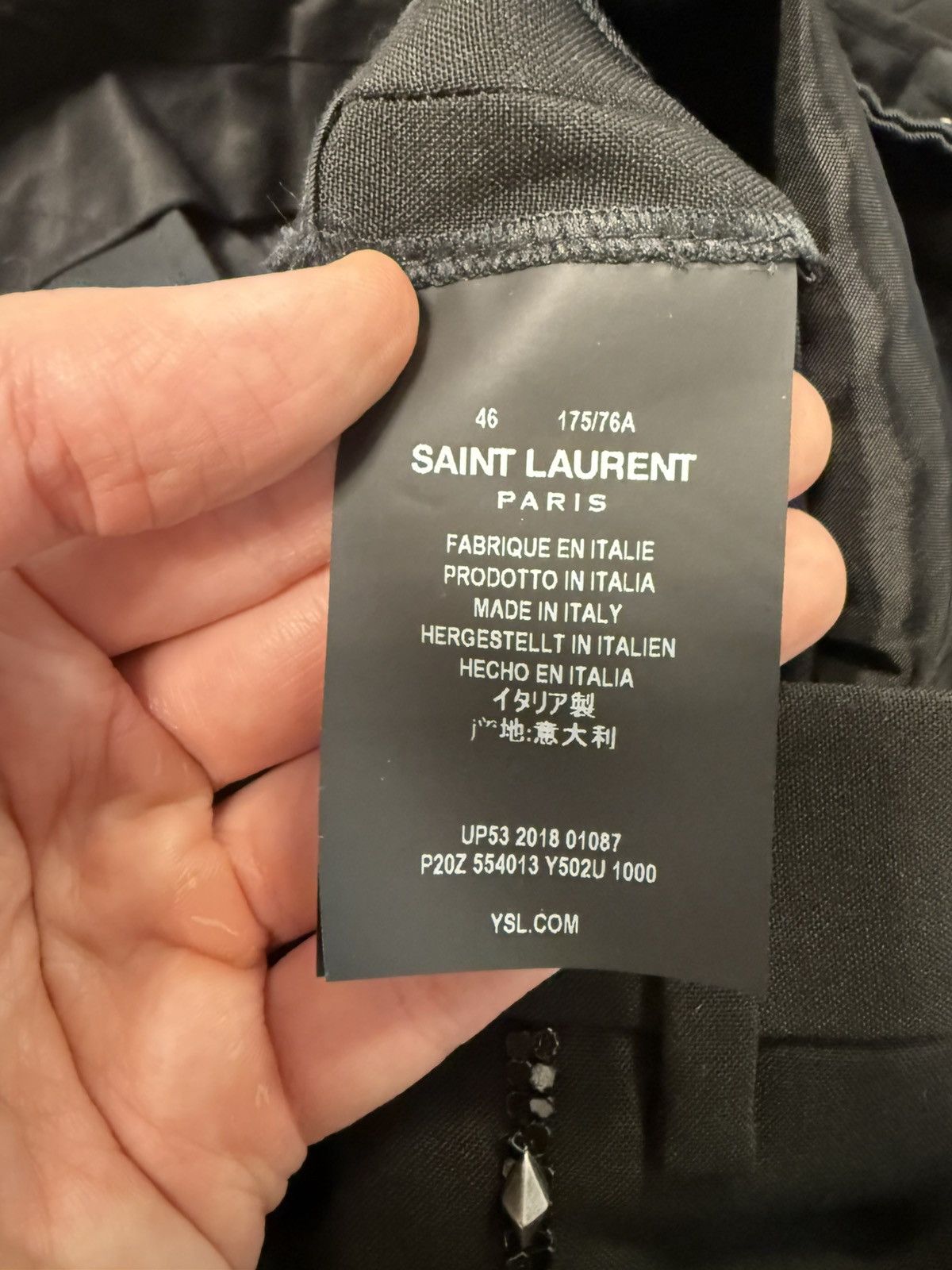 Saint Laurent Paris Saint Laurent Wool Canvas Tuxedo Pants with Studs Size US 30 / EU 46 - 11 Thumbnail