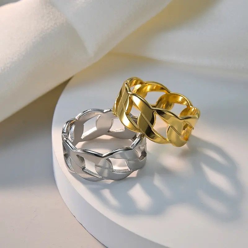 Jewelry × Vintage Silver Chain Fraternal Alliance Ring Size - 7-13 RGN Size ONE SIZE - 1 Thumbnail