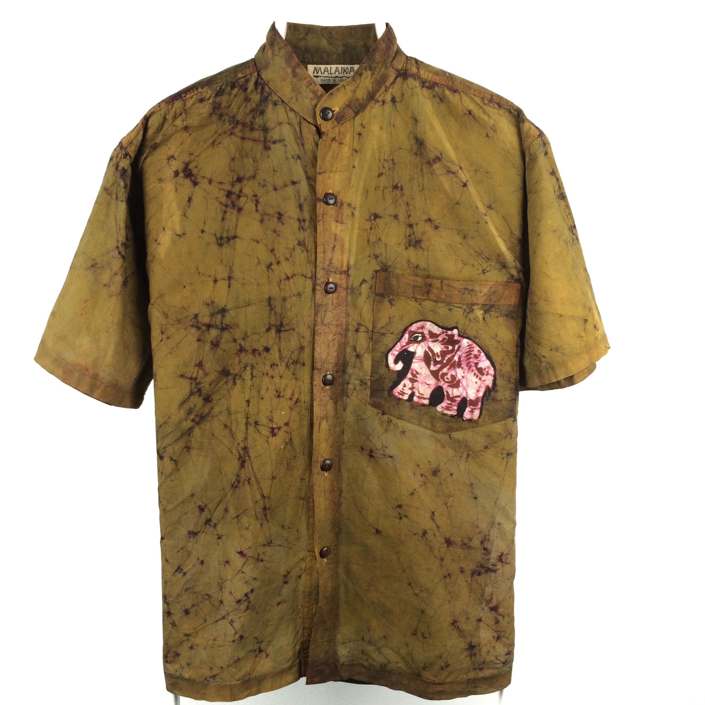 Designer × Handmade × Japanese Brand h44 MALAIKA TIE DYE INDIAN CULTURE HAND PAINTING ART SHIRT Size US XL / EU 56 / 4 - 2 Thumbnail