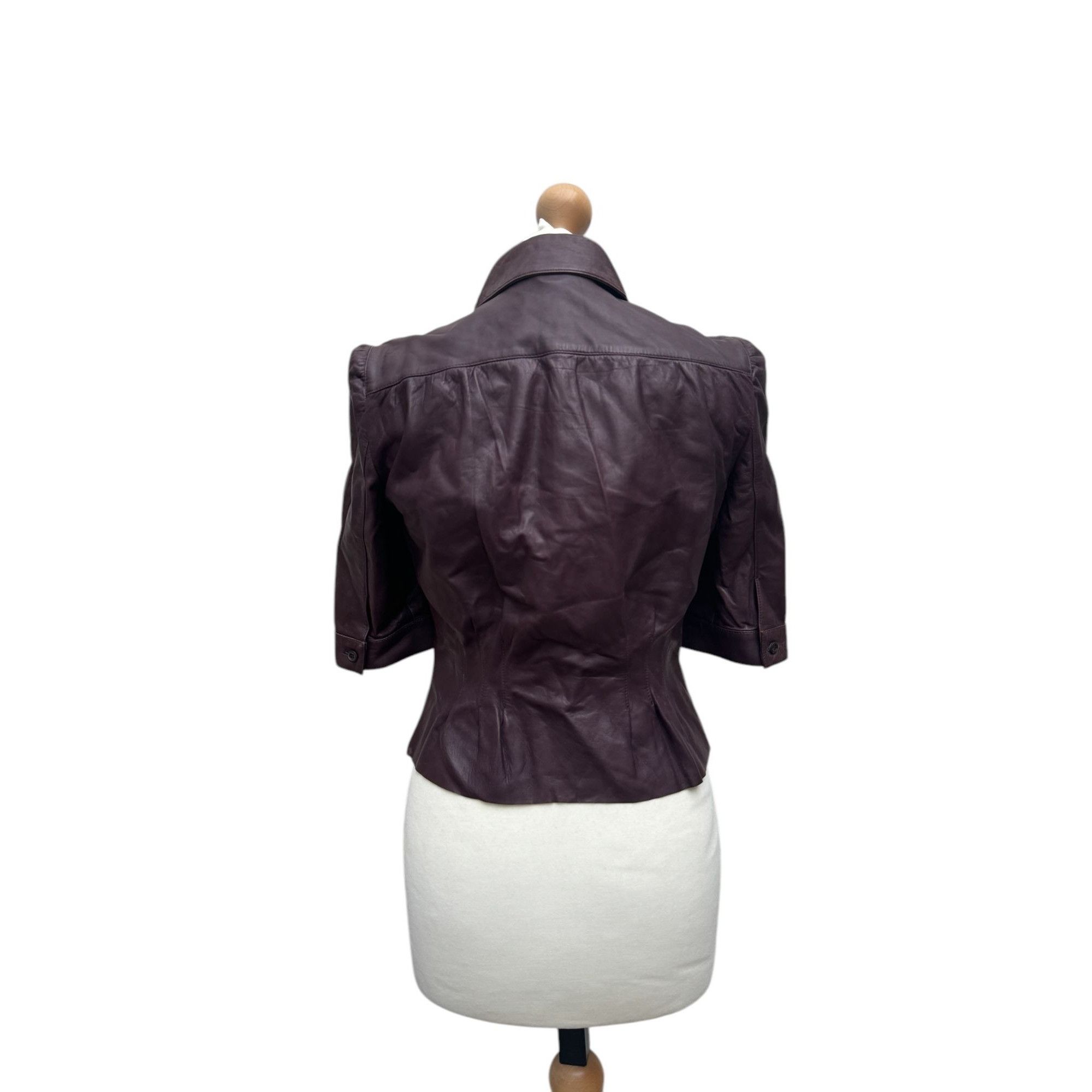 Prada Burgundy Leather Blouse Size M / US 6-8 / IT 42-44 - 6 Thumbnail