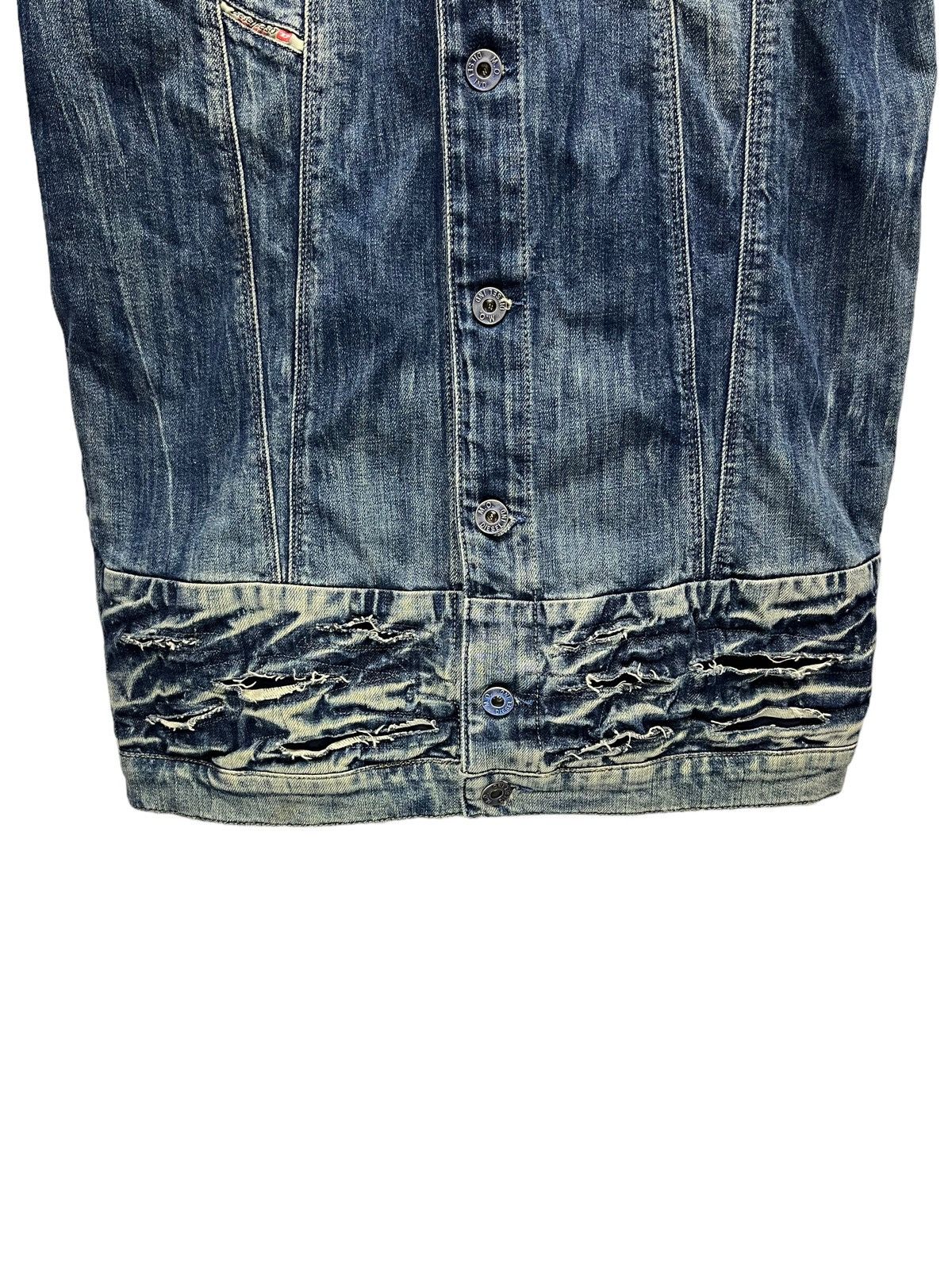 Diesel Vtg DIESEL Long Stretch Denim Shirt Punk Destroyed Design Size S / US 4 / IT 40 - 5 Thumbnail