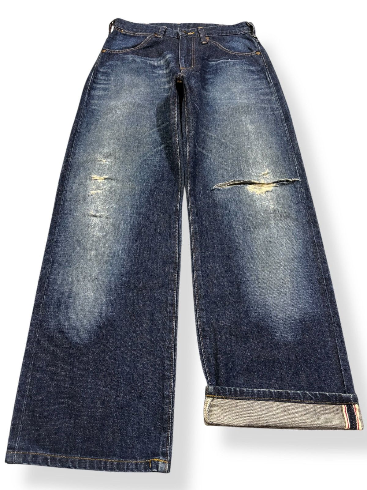 Wrangler Vintage Wrangler Selvedge Blue Wash Baggy Distressed Jeans Size US 29 - 1 Thumbnail