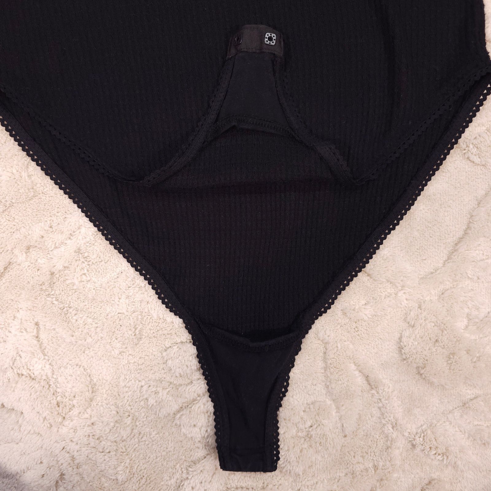 Free People FP Intimately Waffle Knit Bodysuit Black Sz Extra Small Size XS / US 0-2 / IT 36-38 - 8 Thumbnail