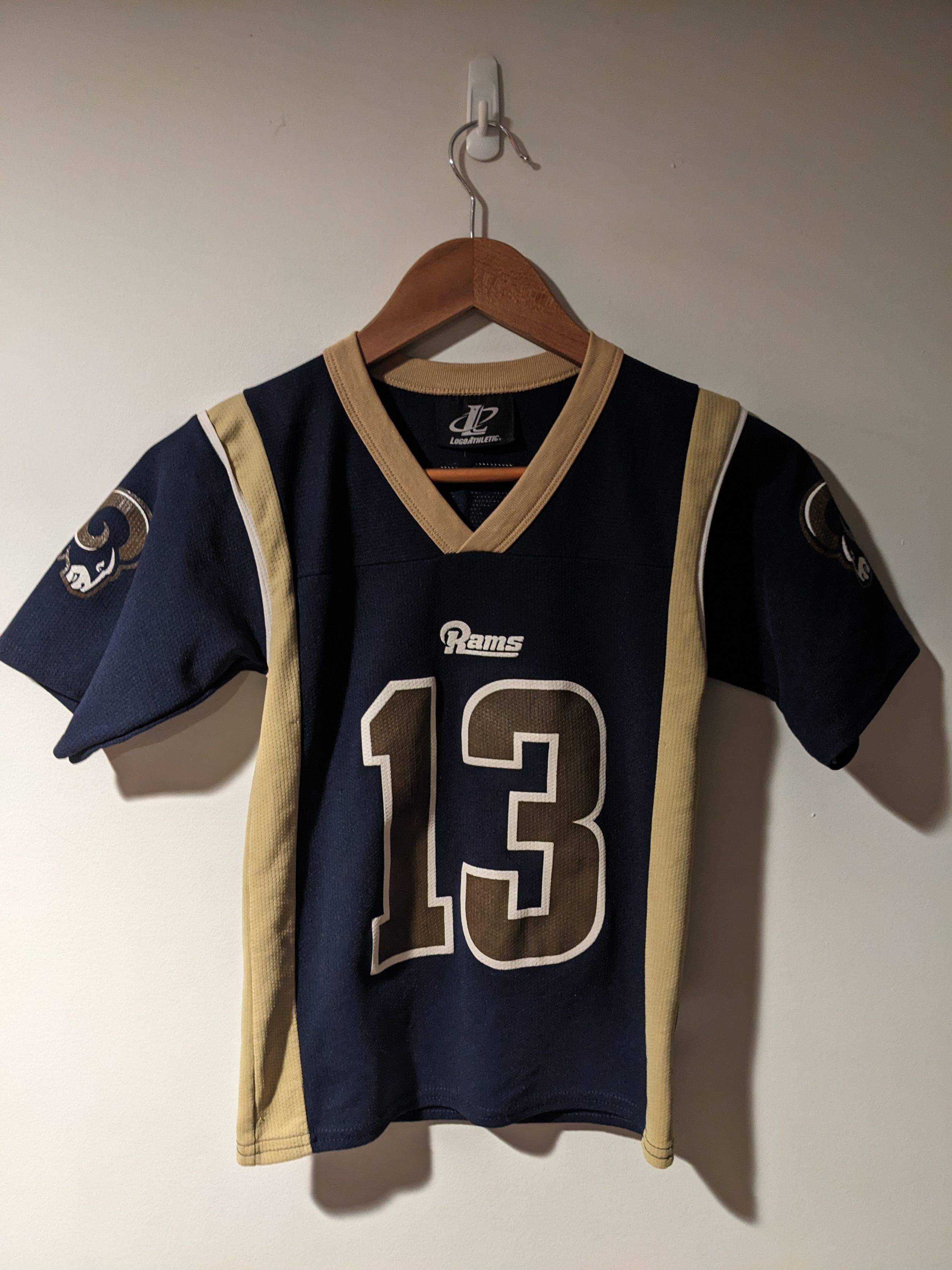 NFL × Vintage Vintage 90s Kurt Warner St. Louis Rams NFL Logo Kids Jersey Size US S / EU 44-46 / 1 - 3 Thumbnail