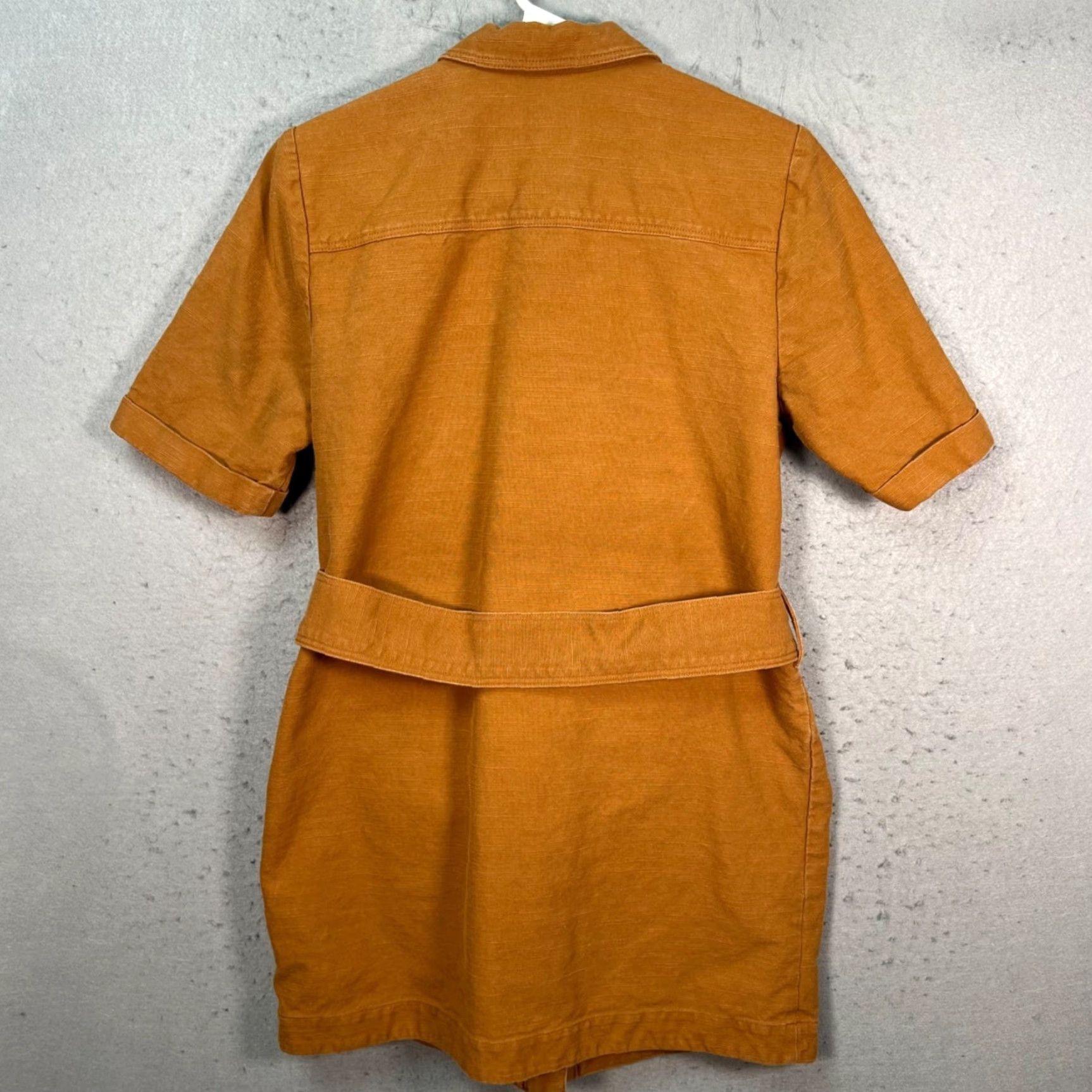 Vintage Sezane Shirt Dress Brown Cotton Button Front Short Sleeve Collared Belt Women's 38 Vintage No? Size XS / US 0-2 / IT 36-38 - 2 Thumbnail