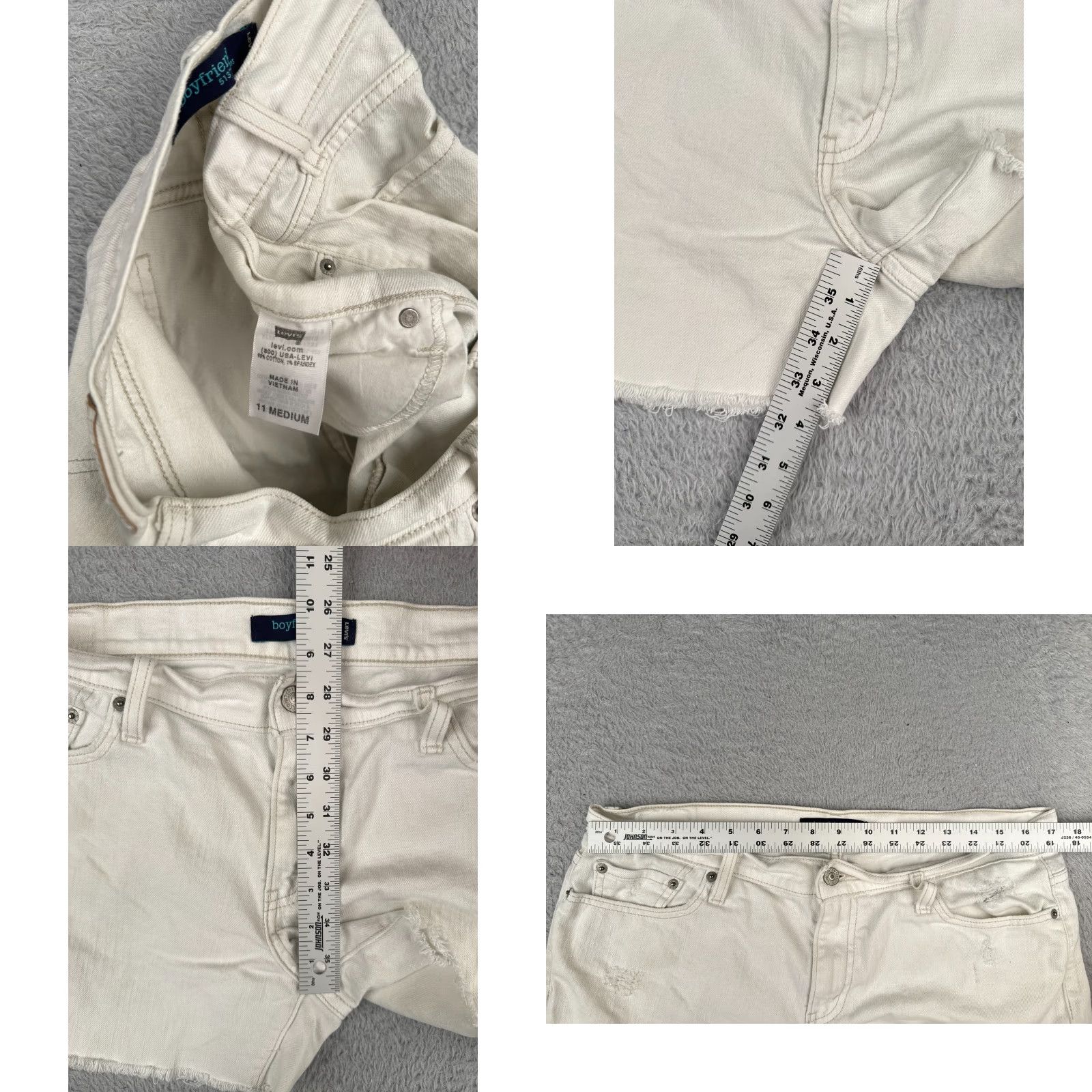 Levi's Levi's Shorts Juniors 11 Women 34x4 White Denim Cut-Off Distressed Zip Cotton Size 32" / US 10 / IT 46 - 8 Thumbnail