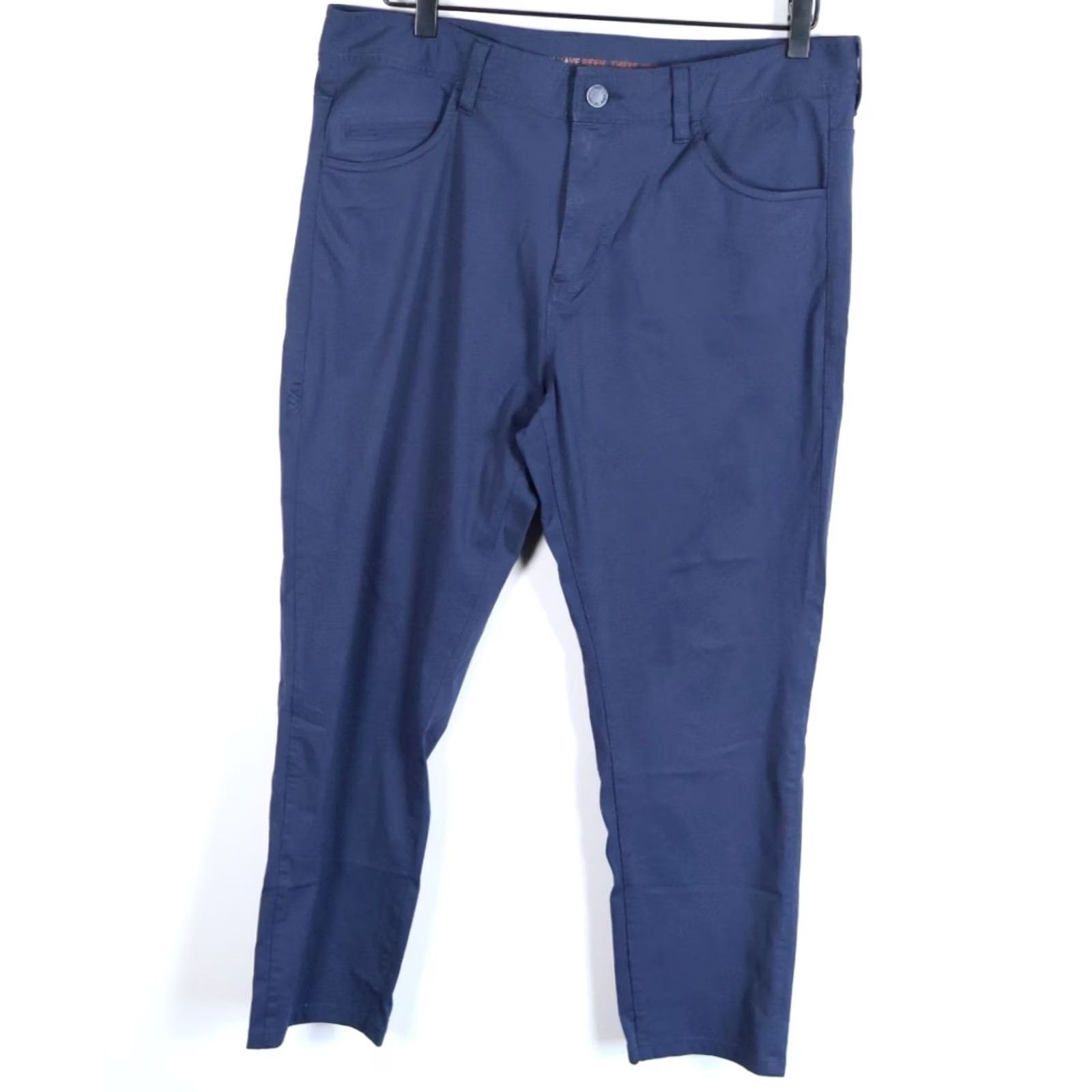 Rhone Rhone Commuter Pants Men 35 x 27 Dark Blue Lightweight Polyester 5 Pocket Chino Flat Front Zip Fly Tapered Casual Regular Inseam 27 Size US 35 - 2 Thumbnail
