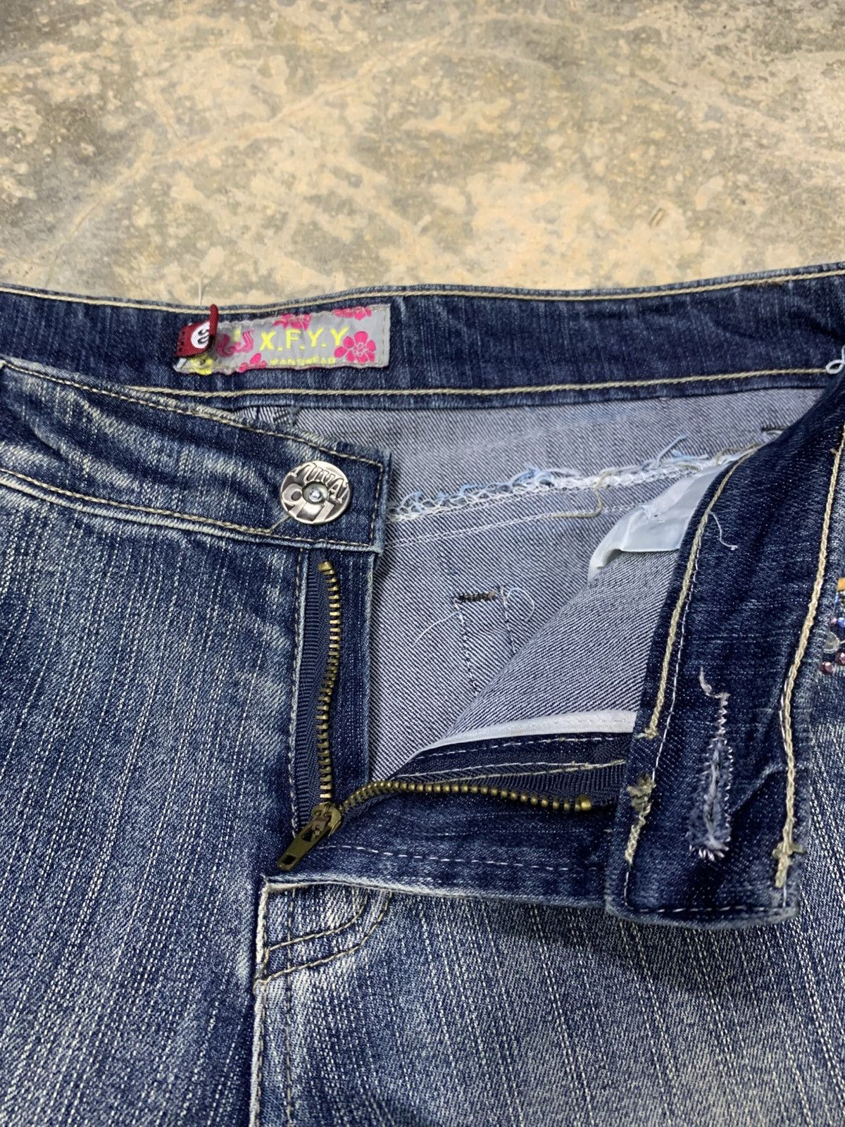 Japanese Brand × Vintage Flare denim X.F.Y.Y jean nice design Size 29" - 13 Thumbnail