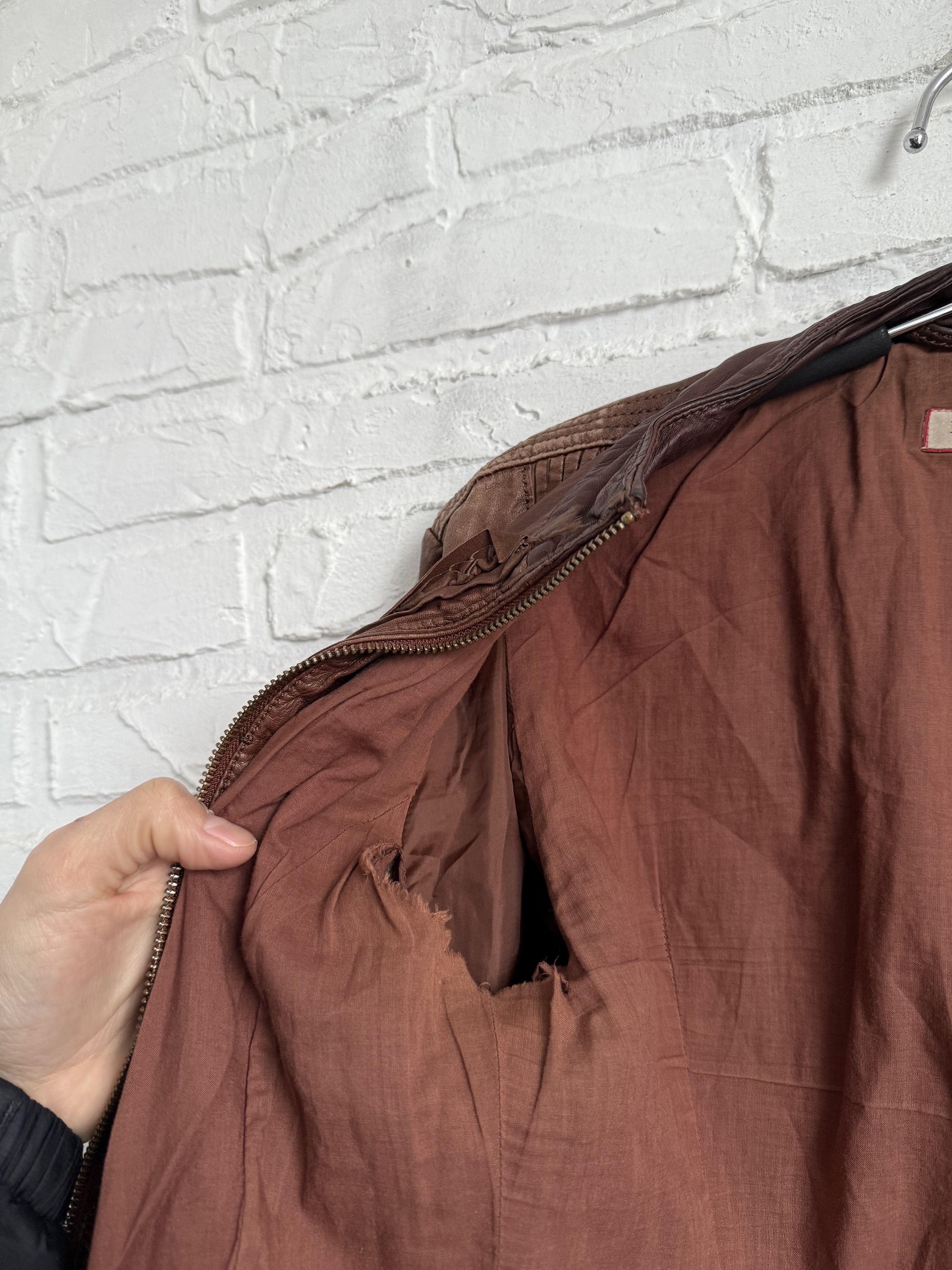 MAX&Co. Vintage Max Mara Max&CO brown leather biker jacket Size S / US 4 / IT 40 - 9 Thumbnail