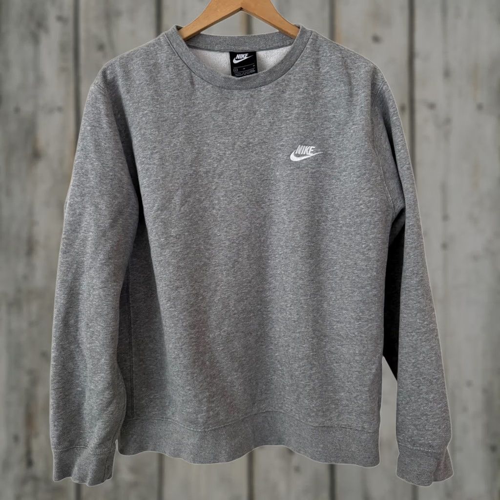 Nike Nike Unisex Gray Embroidered Logo Fleece Lined Long Sleeve Crew Neck Sweatshirt M Size US M / EU 48-50 / 2 - 1 Thumbnail