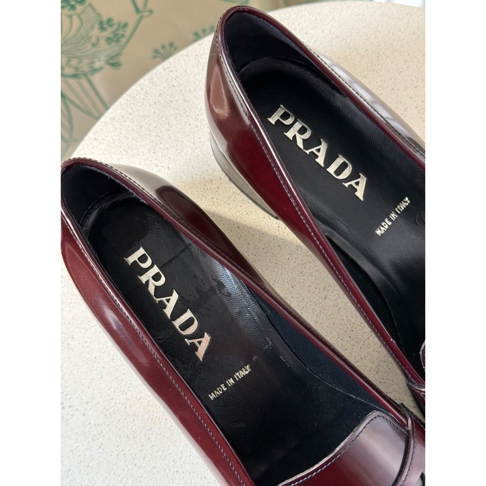 Prada NEW Prada Brushed Leather Cherry Red Womens Loafers Shoes Size US 11 / IT 41 - 2 Thumbnail