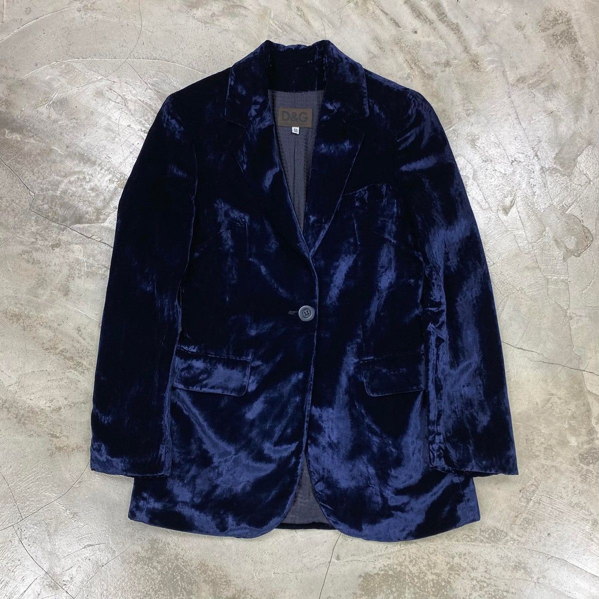 Dolce & Gabbana Crushed Velvet Single Button Blazer Size 34S - 1 Thumbnail