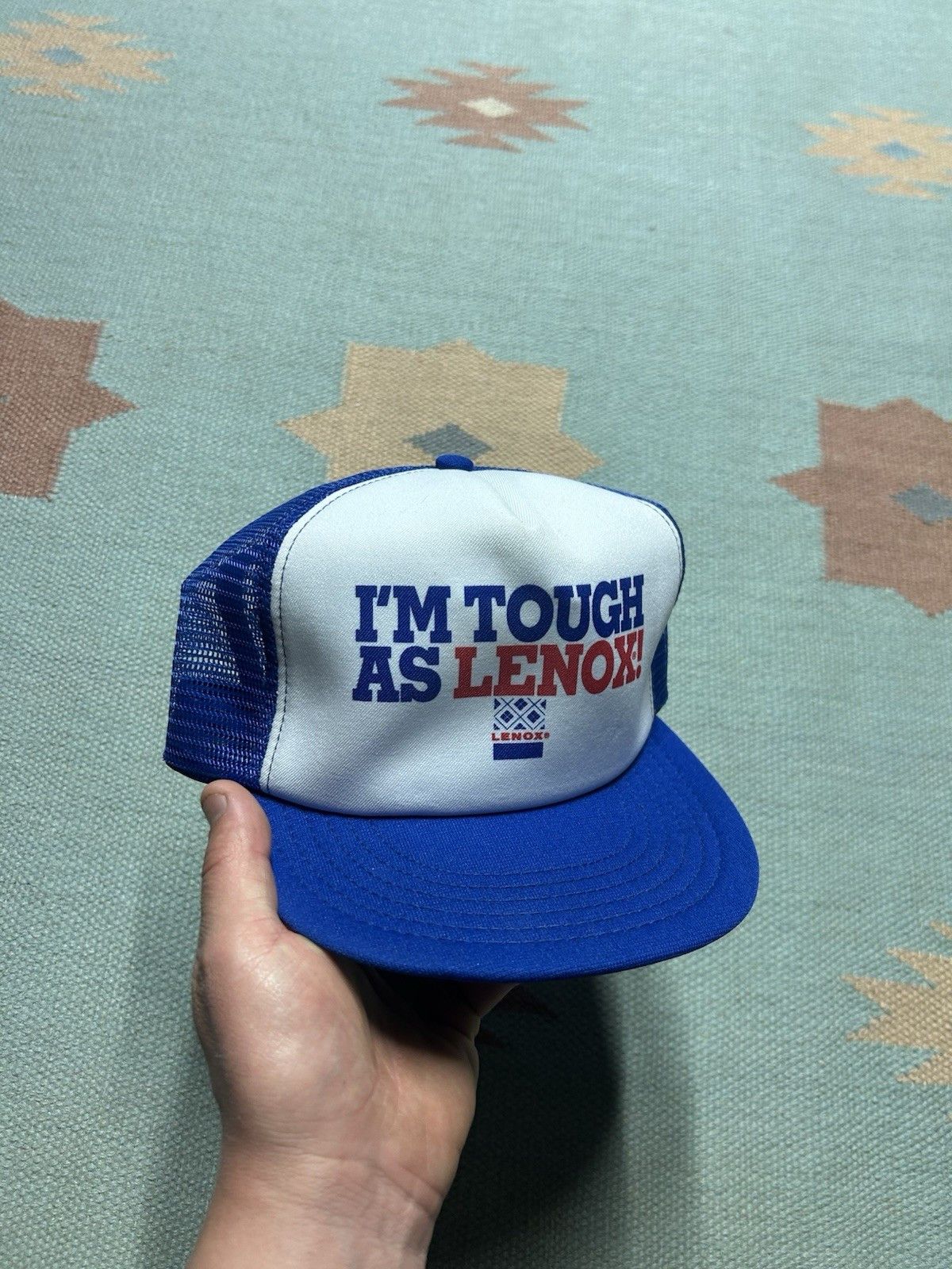 Vintage Vtg 80s trucker hat I’m tough as Lenox tools red blue USA Size ONE SIZE - 1 Thumbnail