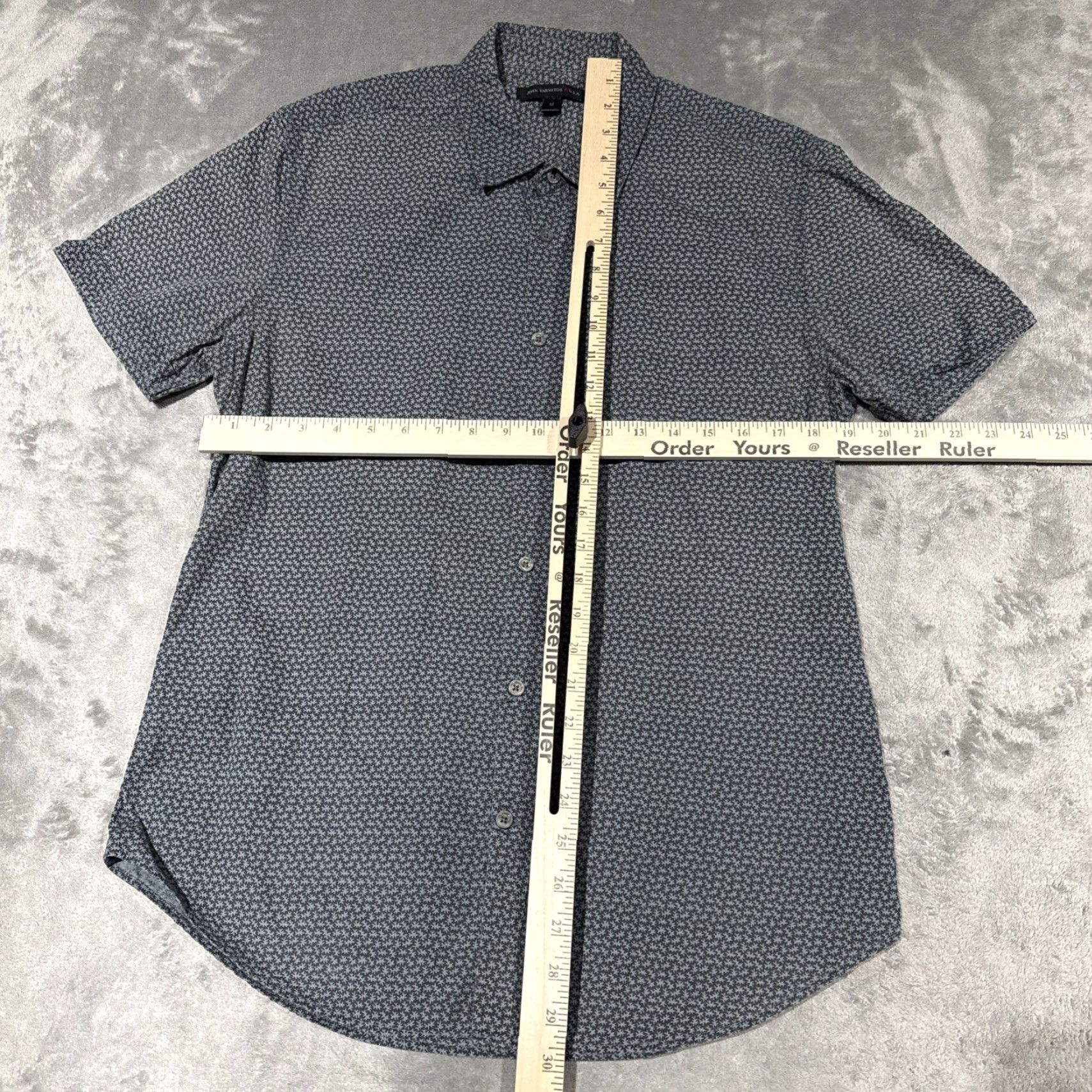 John Varvatos John Varvatos USA Shirt Mens M Blue Button Up Short Sleeve AOP Geometric Pattern Geometric Size US M / EU 48-50 / 2 - 6 Thumbnail