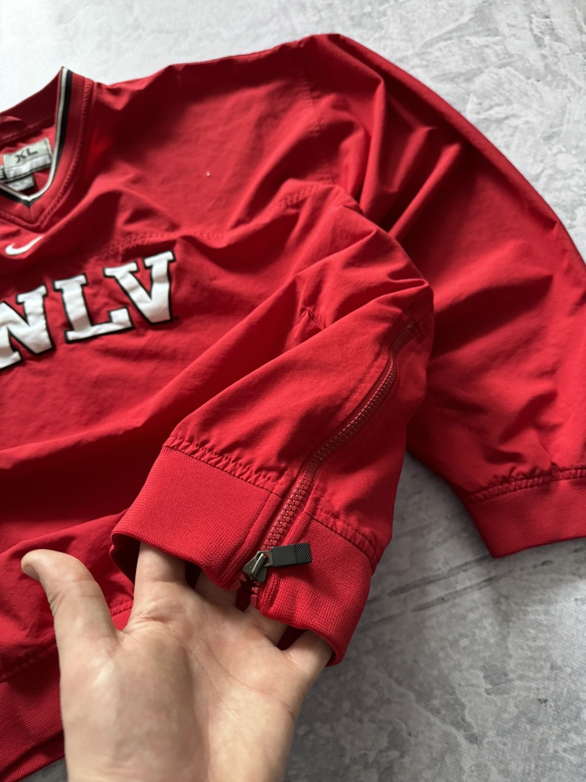 Nike × Vintage 90s Nike Vintage Nylon Center Swoosh Oversize Sweatshirt Y2K Size US XL / EU 56 / 4 - 6 Thumbnail