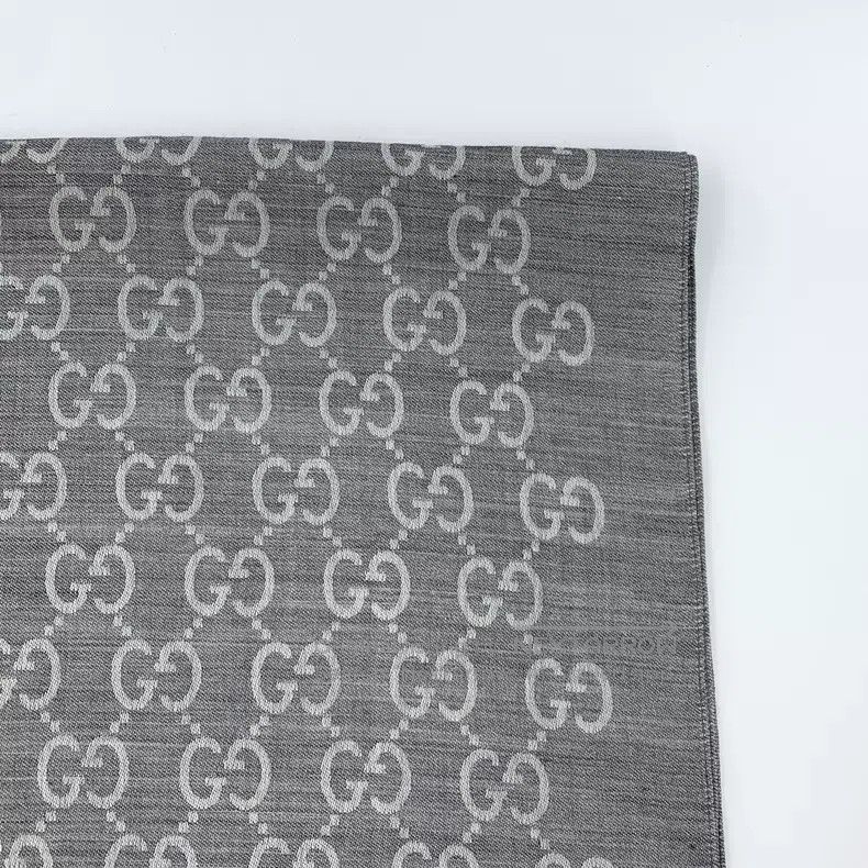 Gucci Gucci Gray logo jacquard full printed wool tassel scarf Size ONE SIZE - 5 Thumbnail