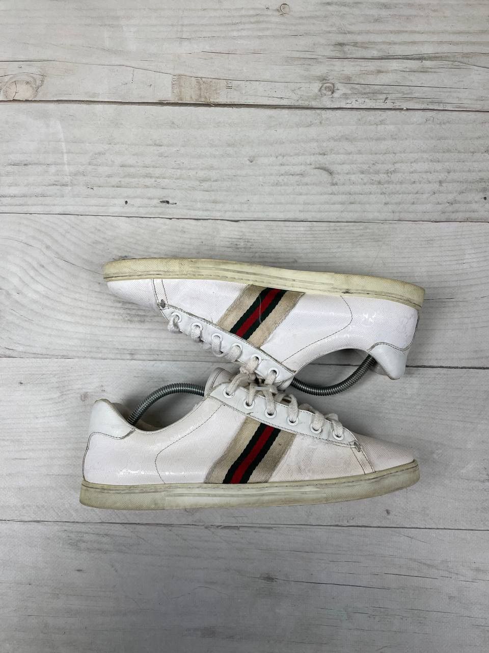 Gucci Gucci Guccissima Leather and Canvas Web Detail Sneakers Size US 8 / IT 38 - 2 Thumbnail