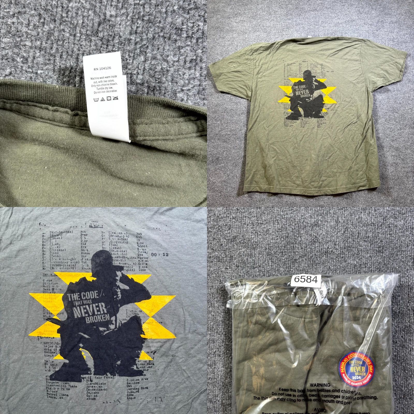 Tultex Tultex 202 T-Shirt Men's 3XL Green Navajo Code Talkers Day Casual Outdoor Shirt Size US XXL / EU 58 / 5 - 8 Thumbnail