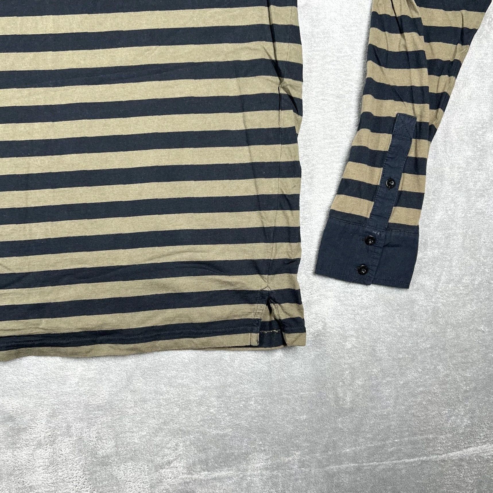 RVCA RVCA Men's XL Long Sleeve Polo Shirt Striped Olive Green Black 5 Button Size US XL / EU 56 / 4 - 6 Thumbnail