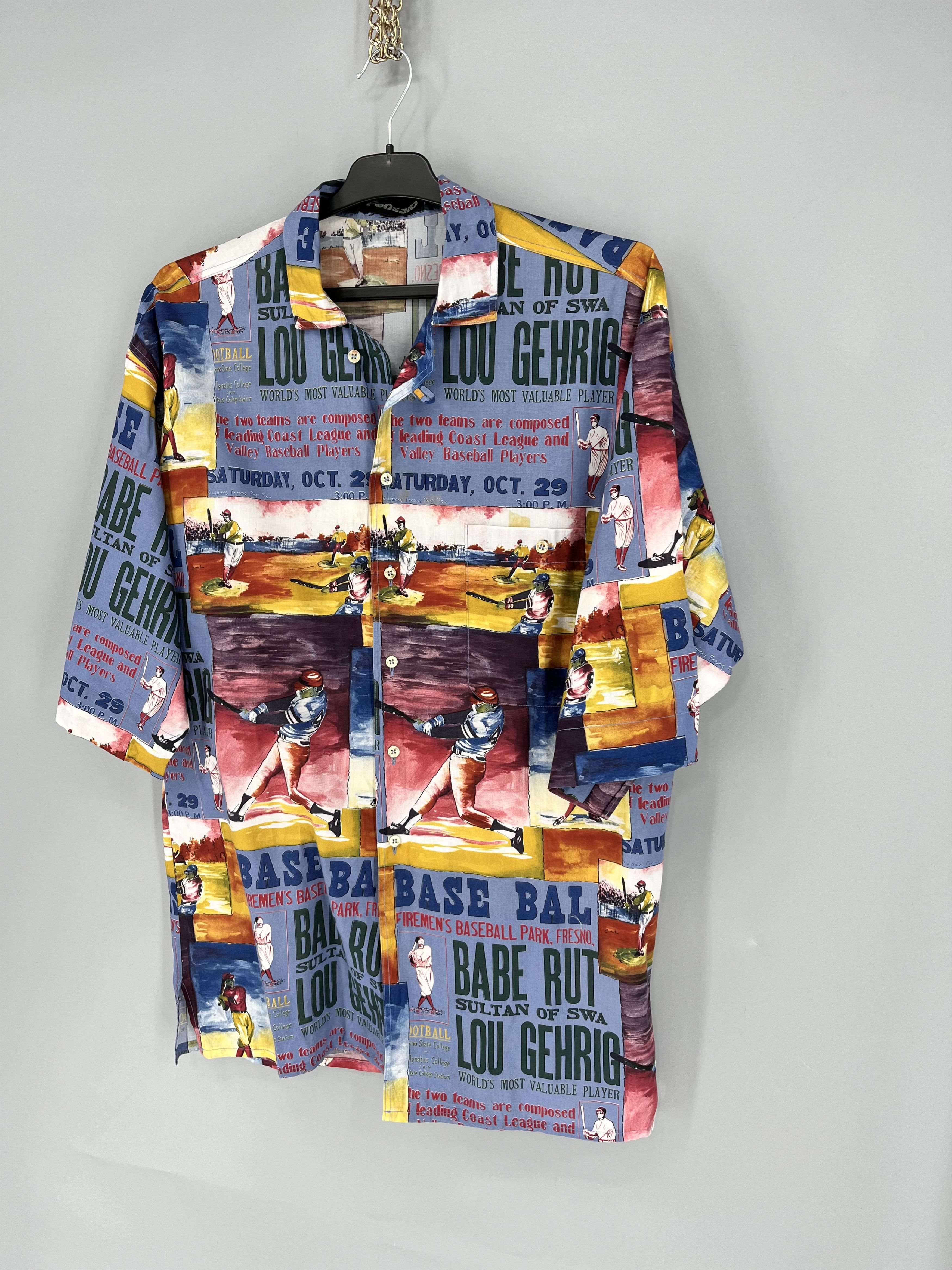 Other Vintage 90s Pensato Print Baseball Hawaiian Button Shirt Size US M / EU 48-50 / 2 - 3 Thumbnail