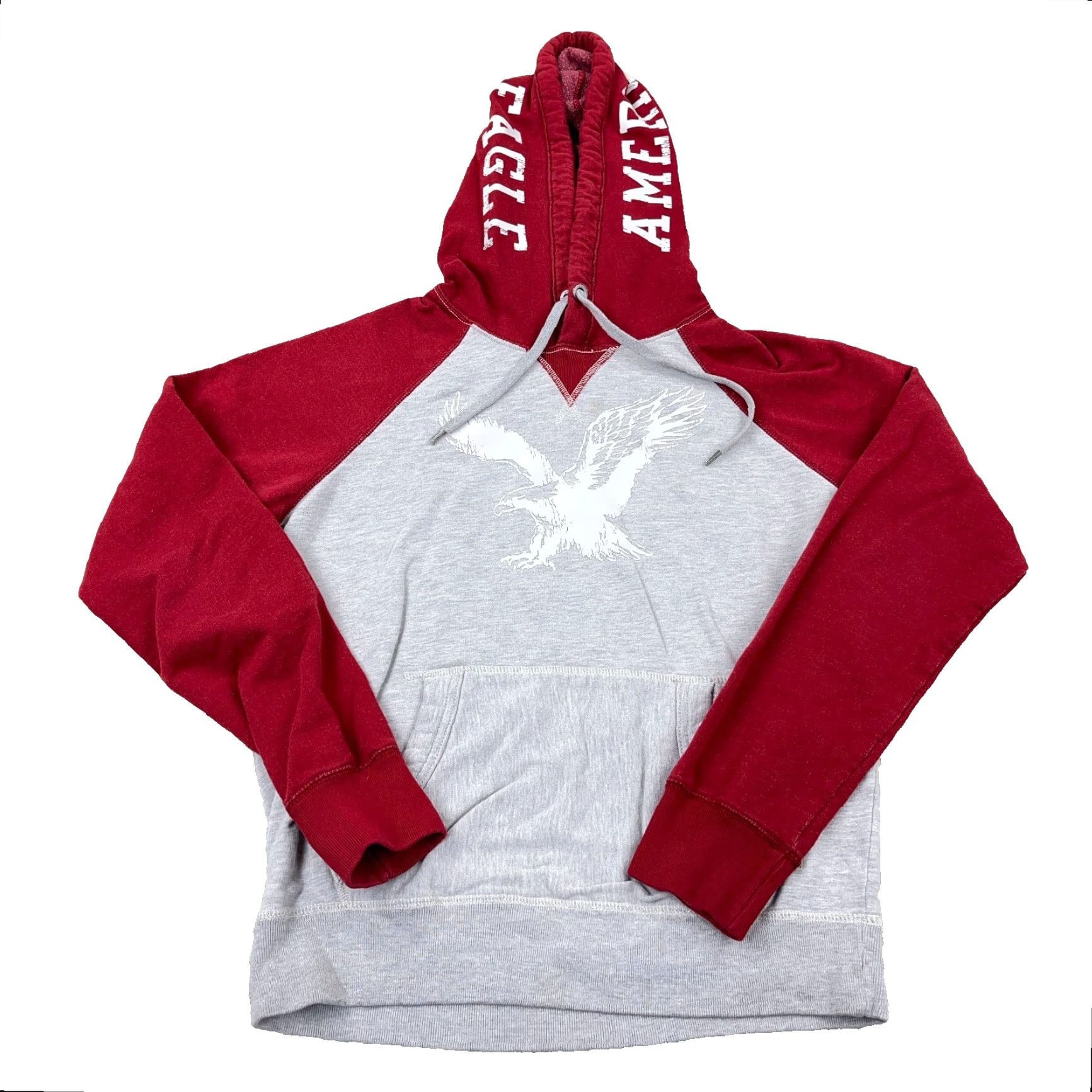 American Eagle Outfitters Vintage American Eagle Outfitters Hoodie Men XS Red Gray Sweatshirt Spellout Raglan Hooded Sweatshirt Size US XS / EU 42 / 0 - 2 Thumbnail