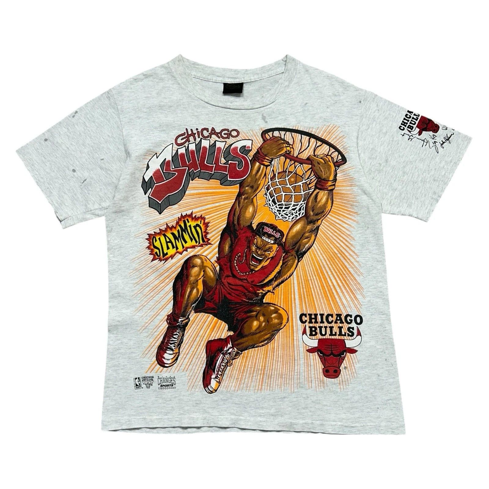 NBA × Vintage CHICAGO BULLS SLAMMIN SUPERHIRO 1994 CHANGES SPORTS T-SHIRT Size US L / EU 52-54 / 3 - 1 Thumbnail