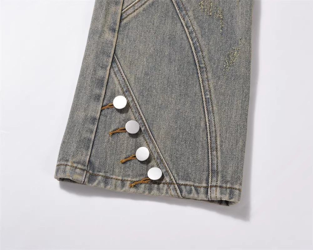 Japanese Brand × Jean Street retro washed patchwork distressed flared jeans Size US 32 / EU 48 - 6 Thumbnail