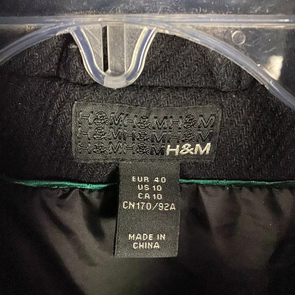 H&M H&M Coat Women's Size 10 Full Zip Black Wool Blend Long Size L / US 10 / IT 46 - 3 Thumbnail