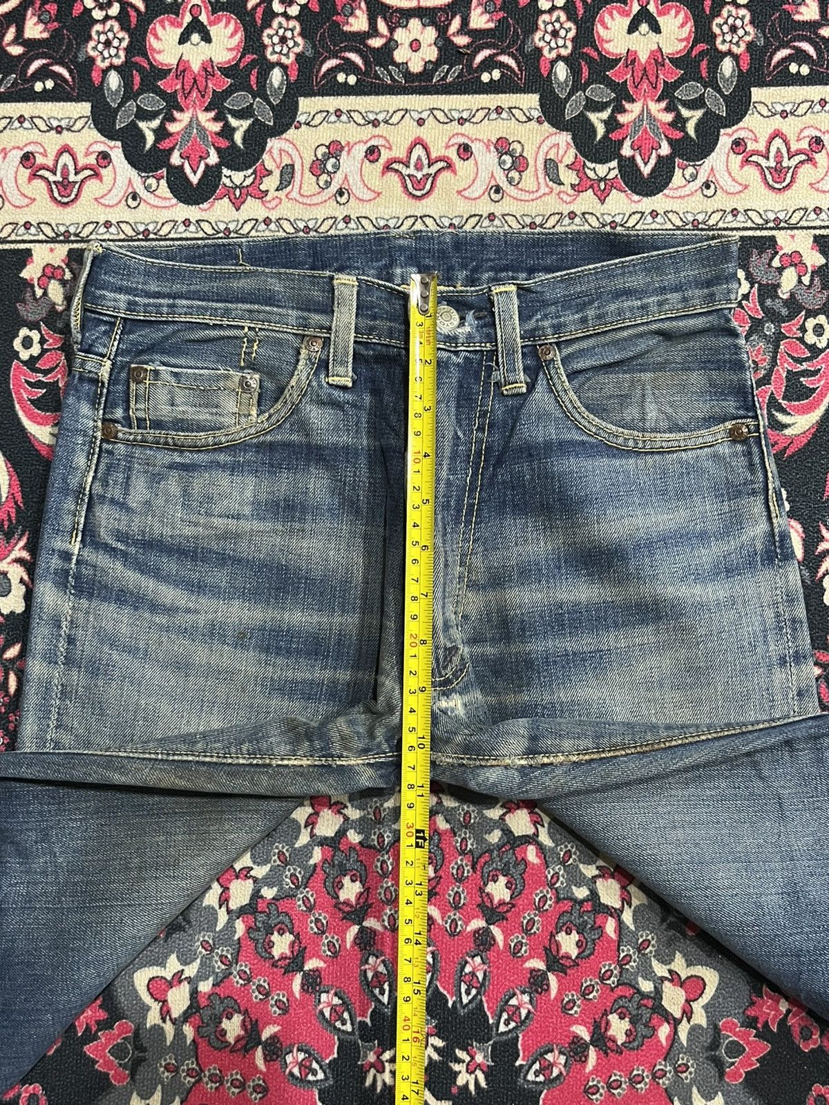 Vintage Vintage 70s Big Stone Bell Bottom Blue Washed Flare Jeans Size US 31 - 14 Thumbnail