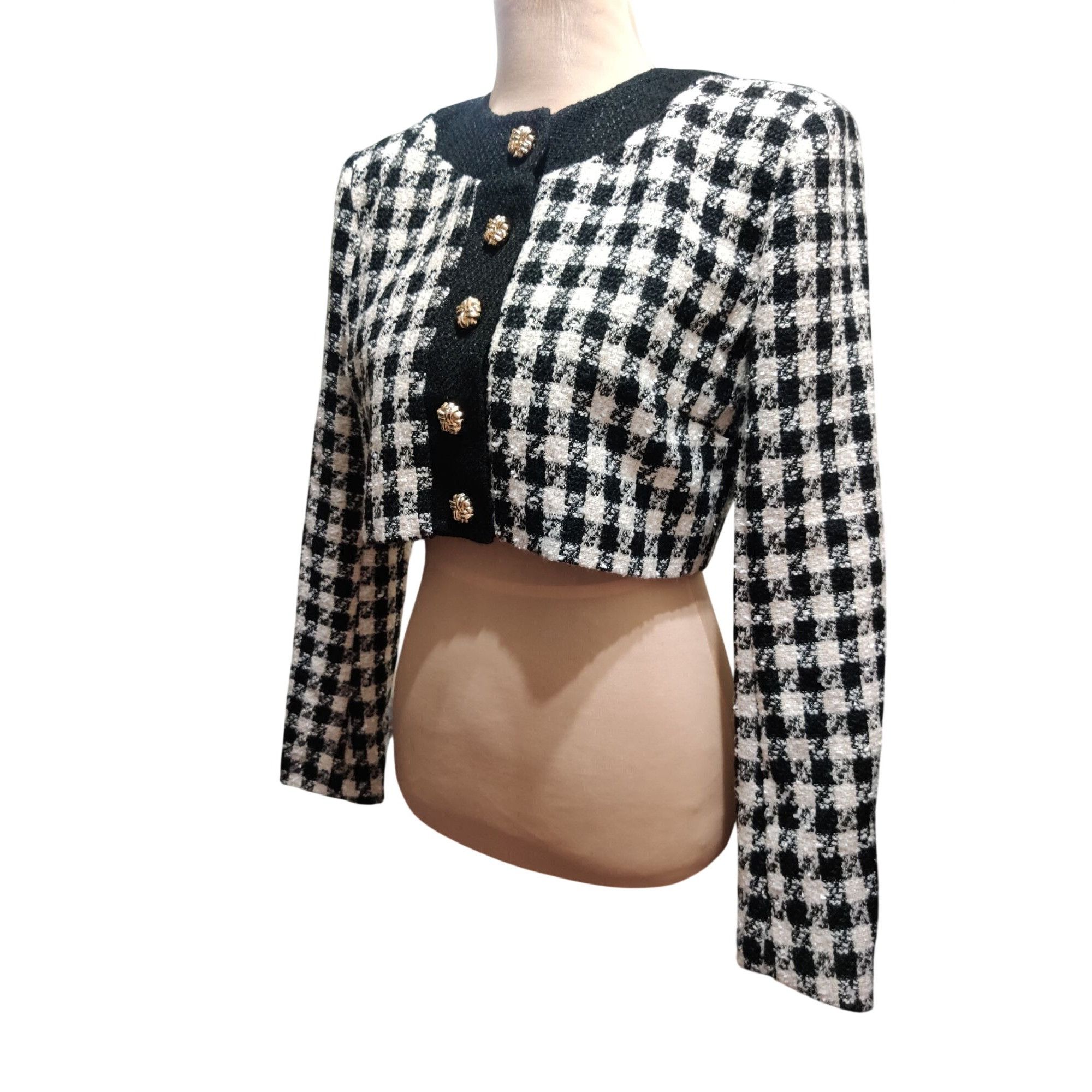 Other Alexia Admor Jacket Size 6 Cropped Tweed Black White Houndst Size M / US 6-8 / IT 42-44 - 9 Thumbnail